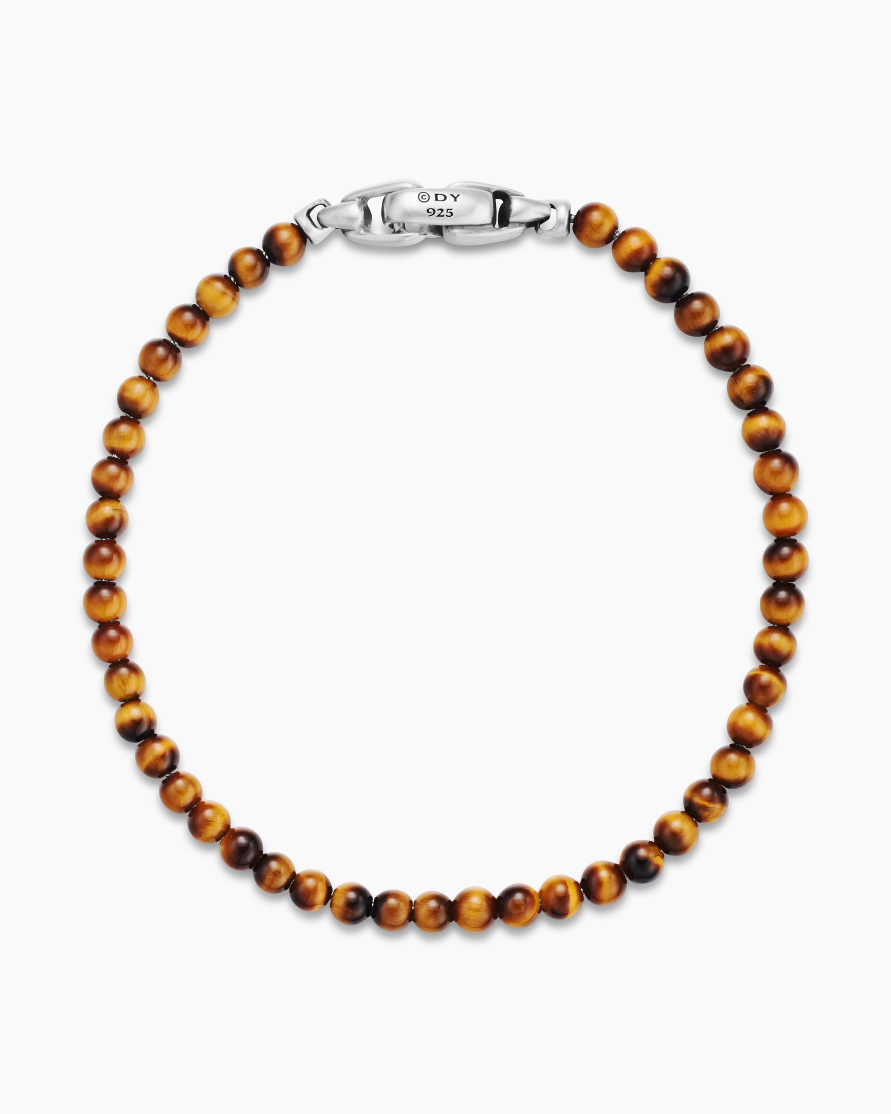 Spiritual Beads Bracelet in Tiger's Eye with Sterling Silver, 4mm - Image 3