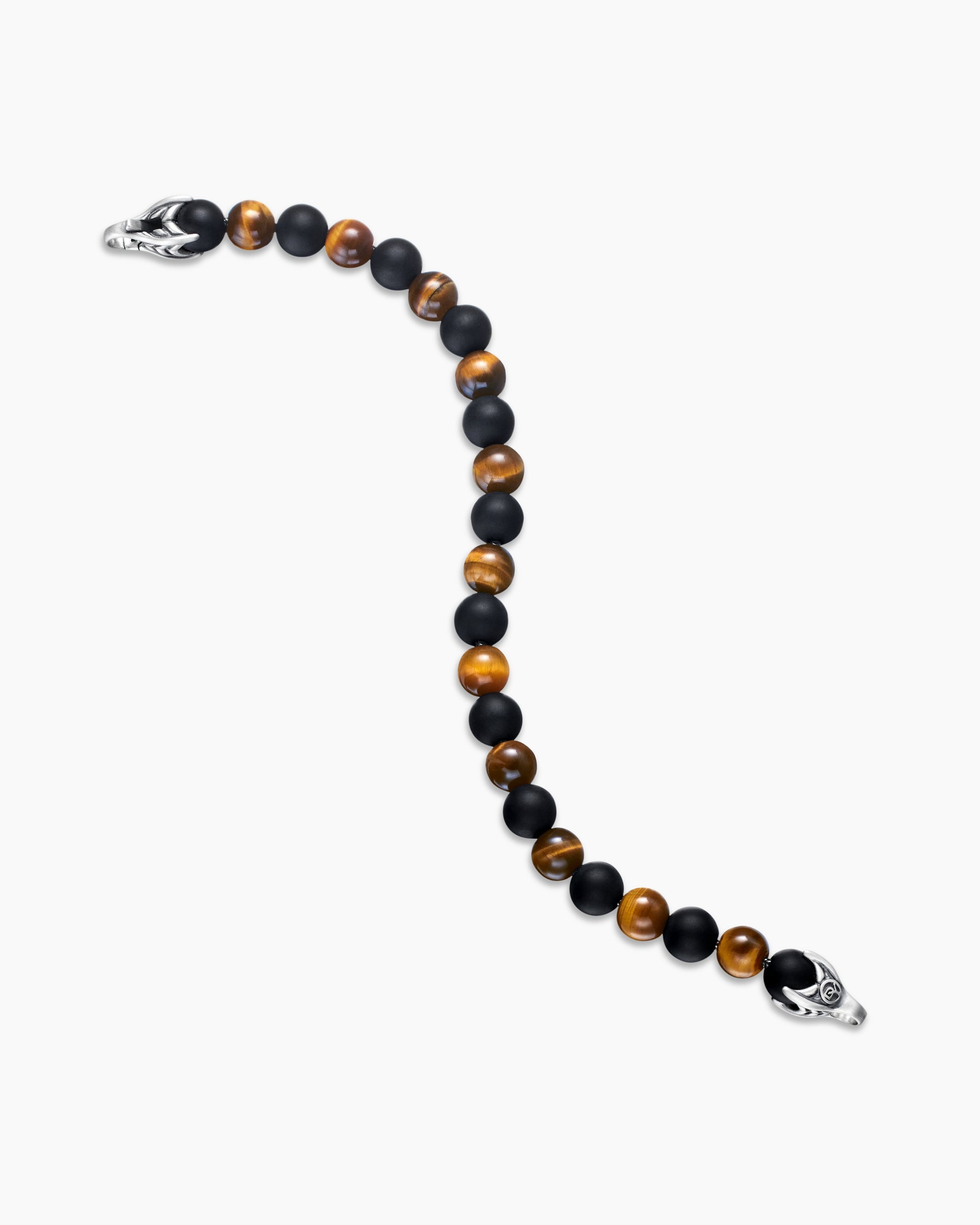 Spiritual Beads Alternating Bracelet in Sterling Silver with Tiger's Eye and Black Onyx, 8mm - Image 4