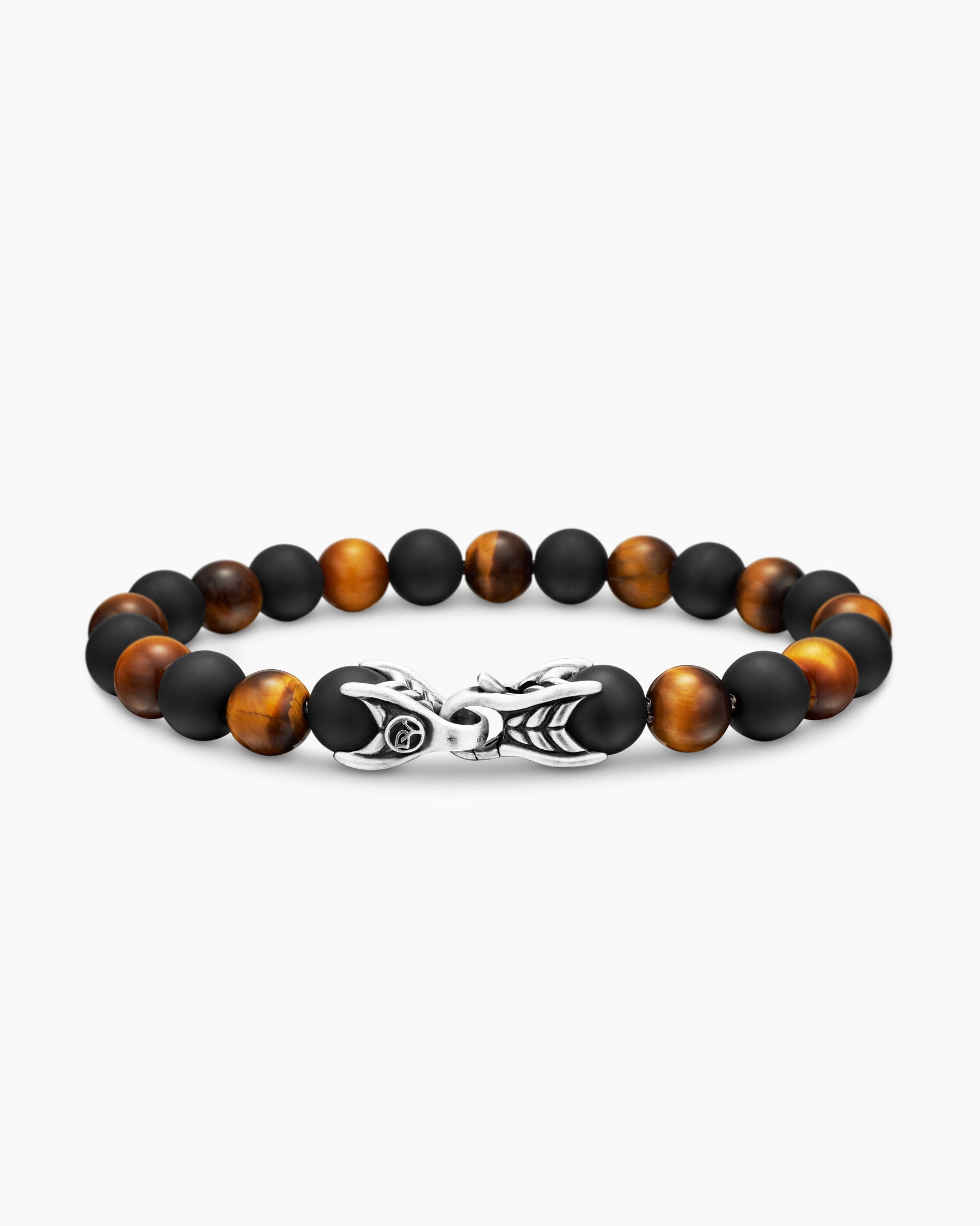 Spiritual Beads Alternating Bracelet in Sterling Silver with Tiger's Eye and Black Onyx, 8mm - Image 5
