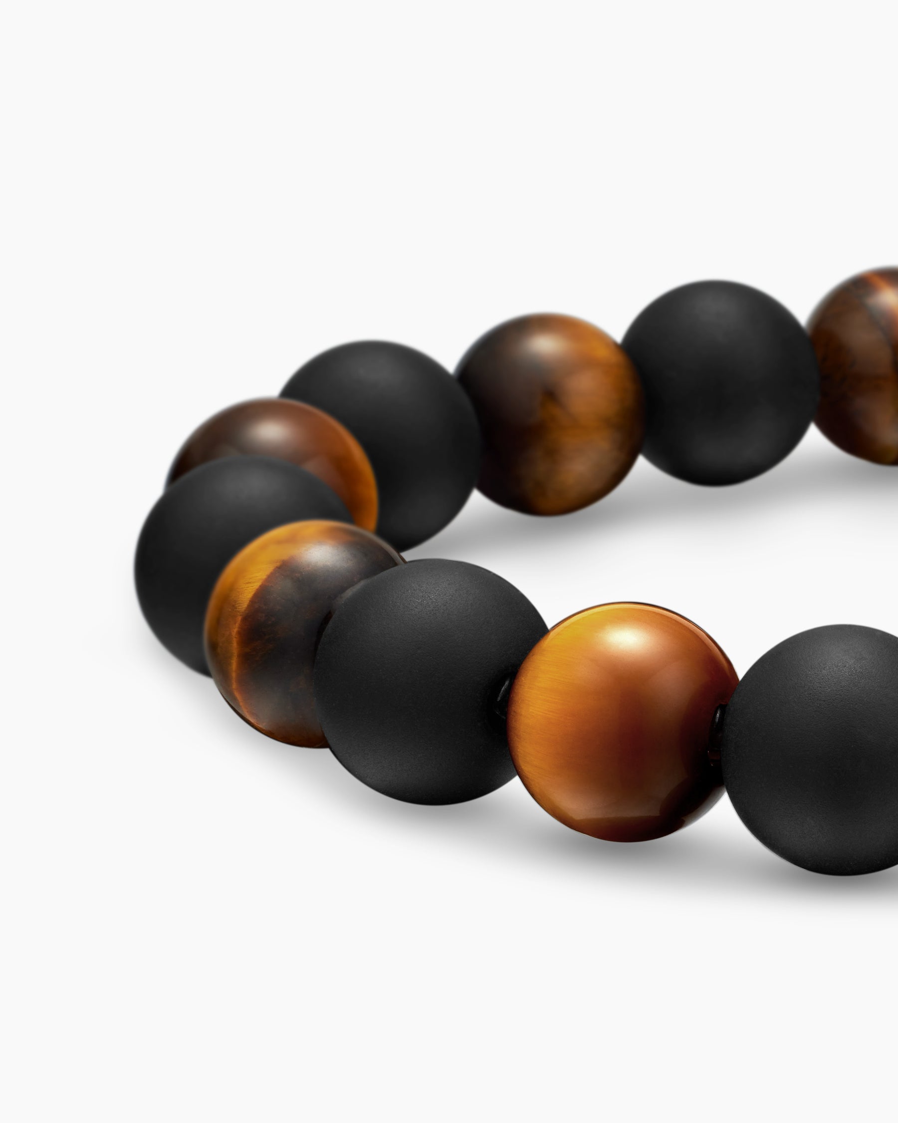 Spiritual Beads Alternating Bracelet in Sterling Silver with Tiger's Eye and Black Onyx, 8mm - Image 7