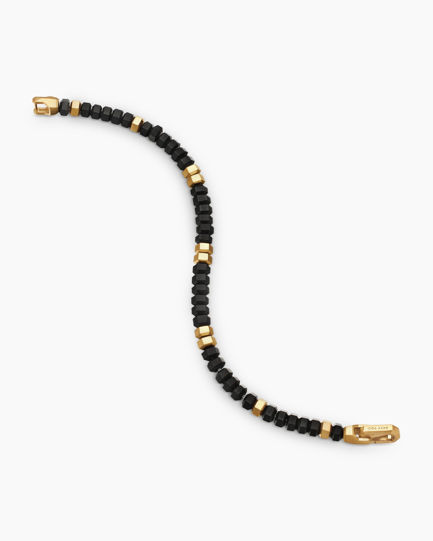 Hex Bead Bracelet with Black Onyx and 18K Yellow Gold, 6mm - Image 4
