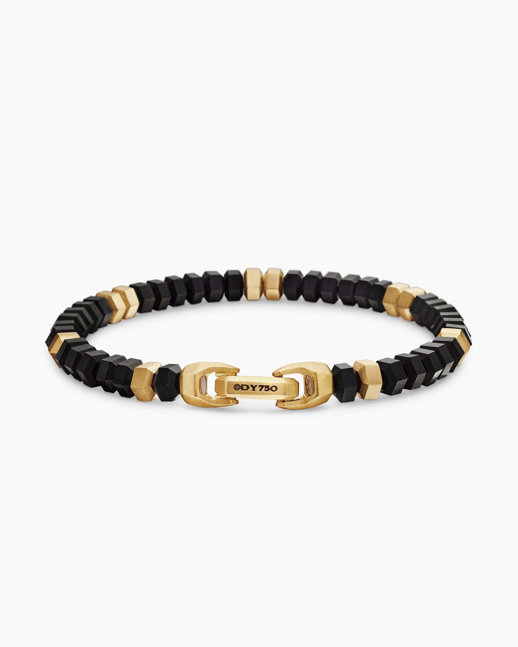 Hex Bead Bracelet with Black Onyx and 18K Yellow Gold, 6mm - Image 5