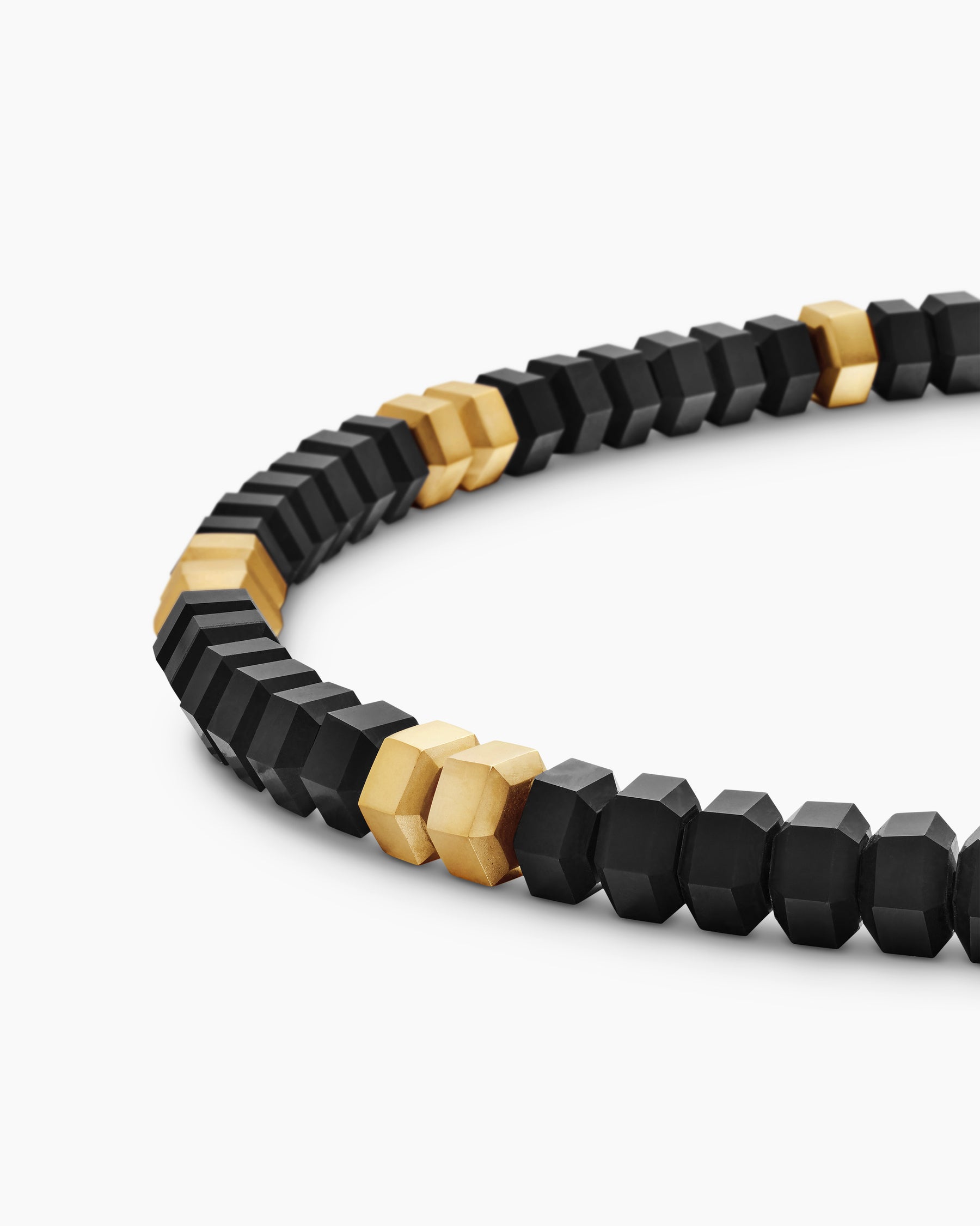 Hex Bead Bracelet with Black Onyx and 18K Yellow Gold, 6mm - Image 7