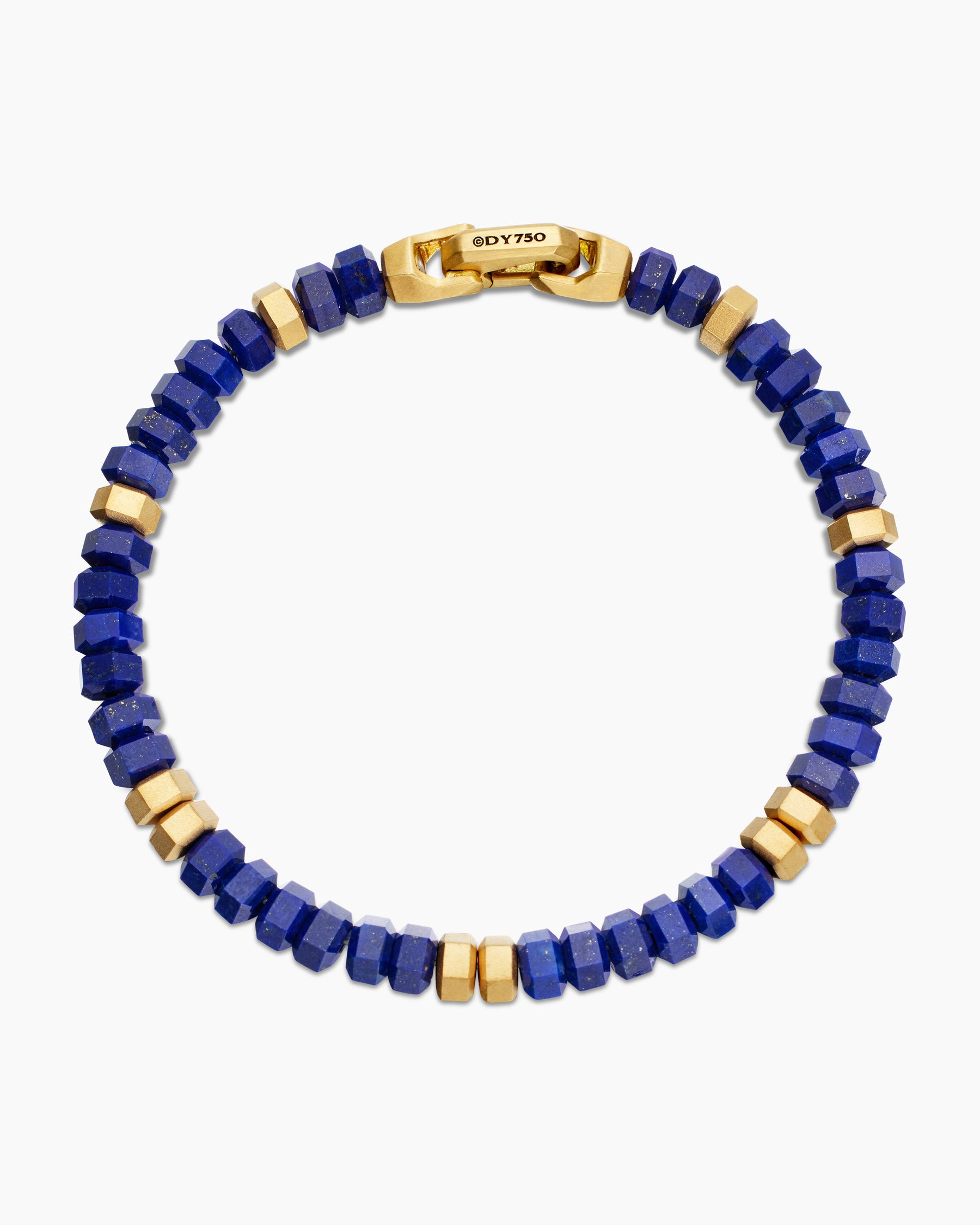 Hex Bead Bracelet with Lapis and 18K Yellow Gold, 6mm - Image 3