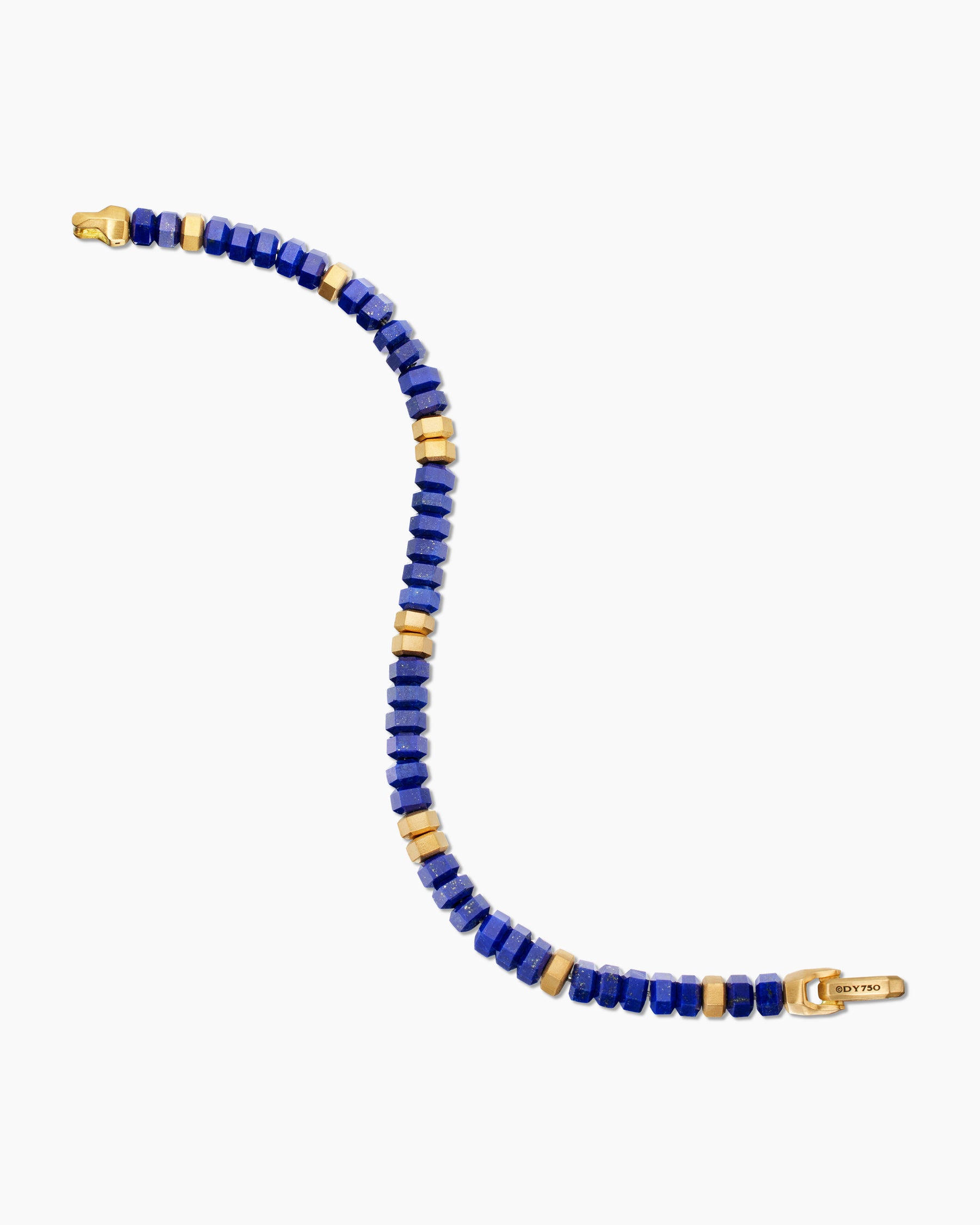 Hex Bead Bracelet with Lapis and 18K Yellow Gold, 6mm - Image 4