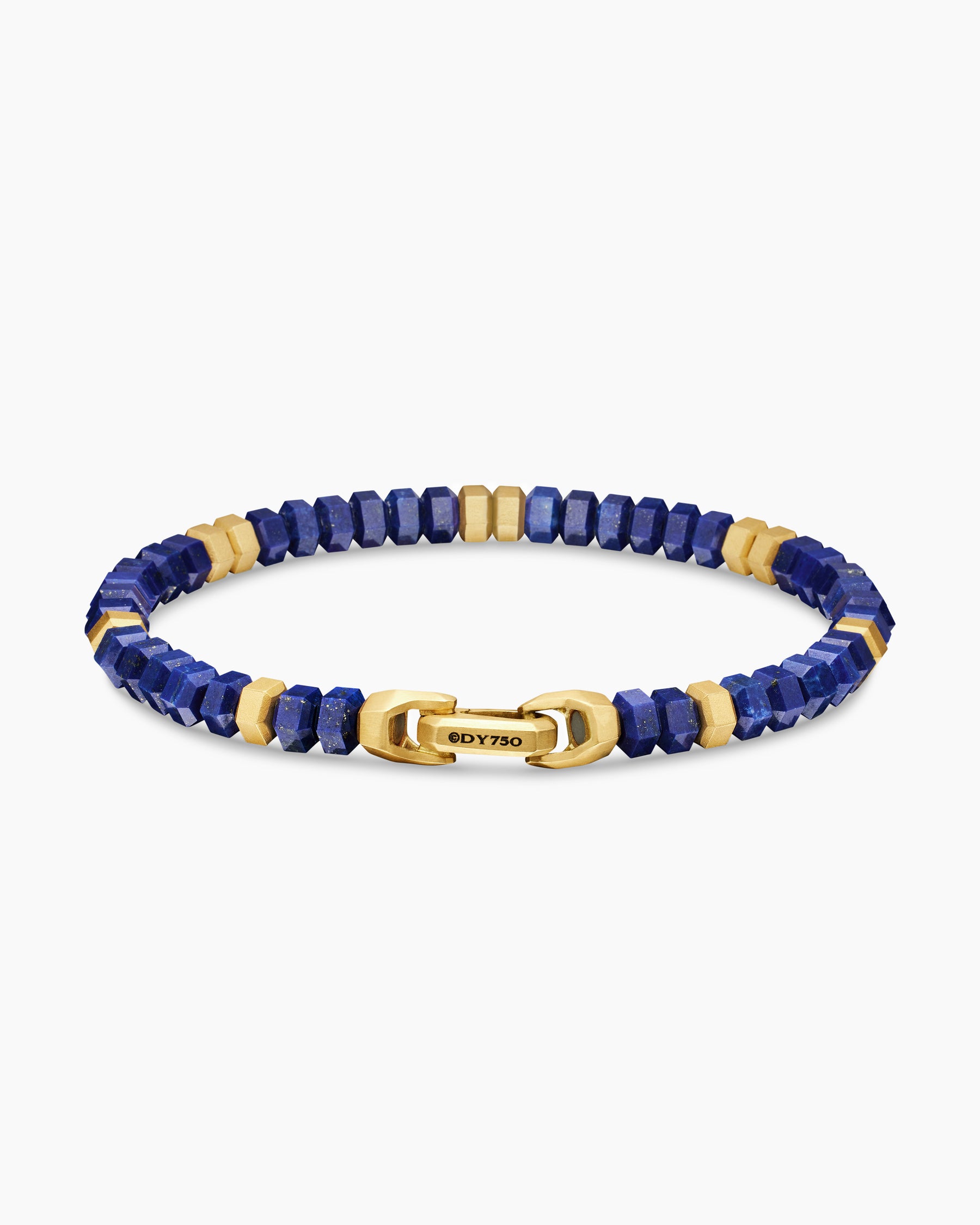 Hex Bead Bracelet with Lapis and 18K Yellow Gold, 6mm - Image 5