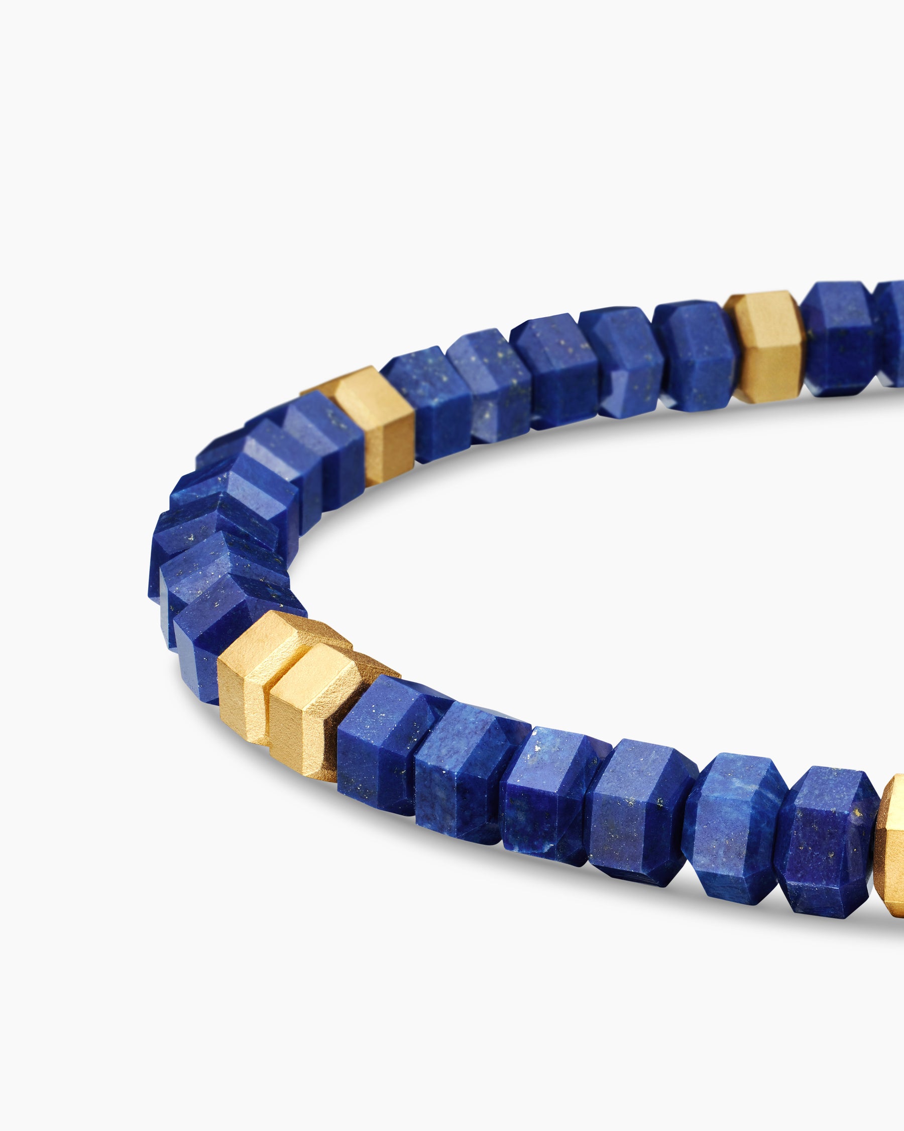 Hex Bead Bracelet with Lapis and 18K Yellow Gold, 6mm - Image 7