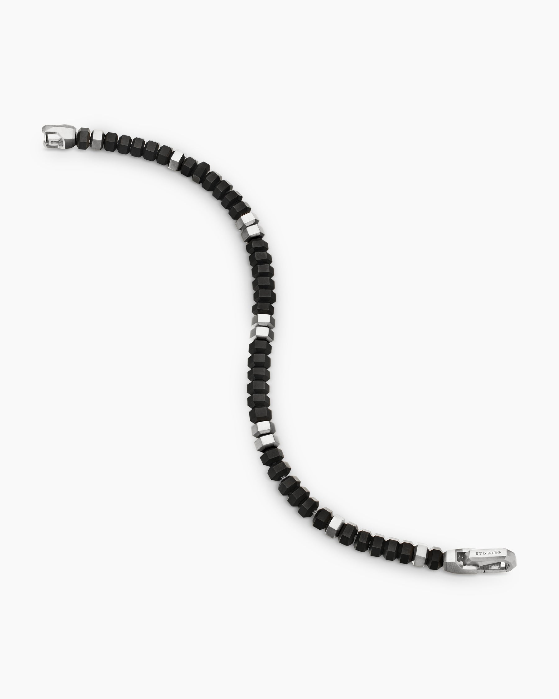 Hex Bead Bracelet in Sterling Silver with Black Onyx, 6mm - Image 4