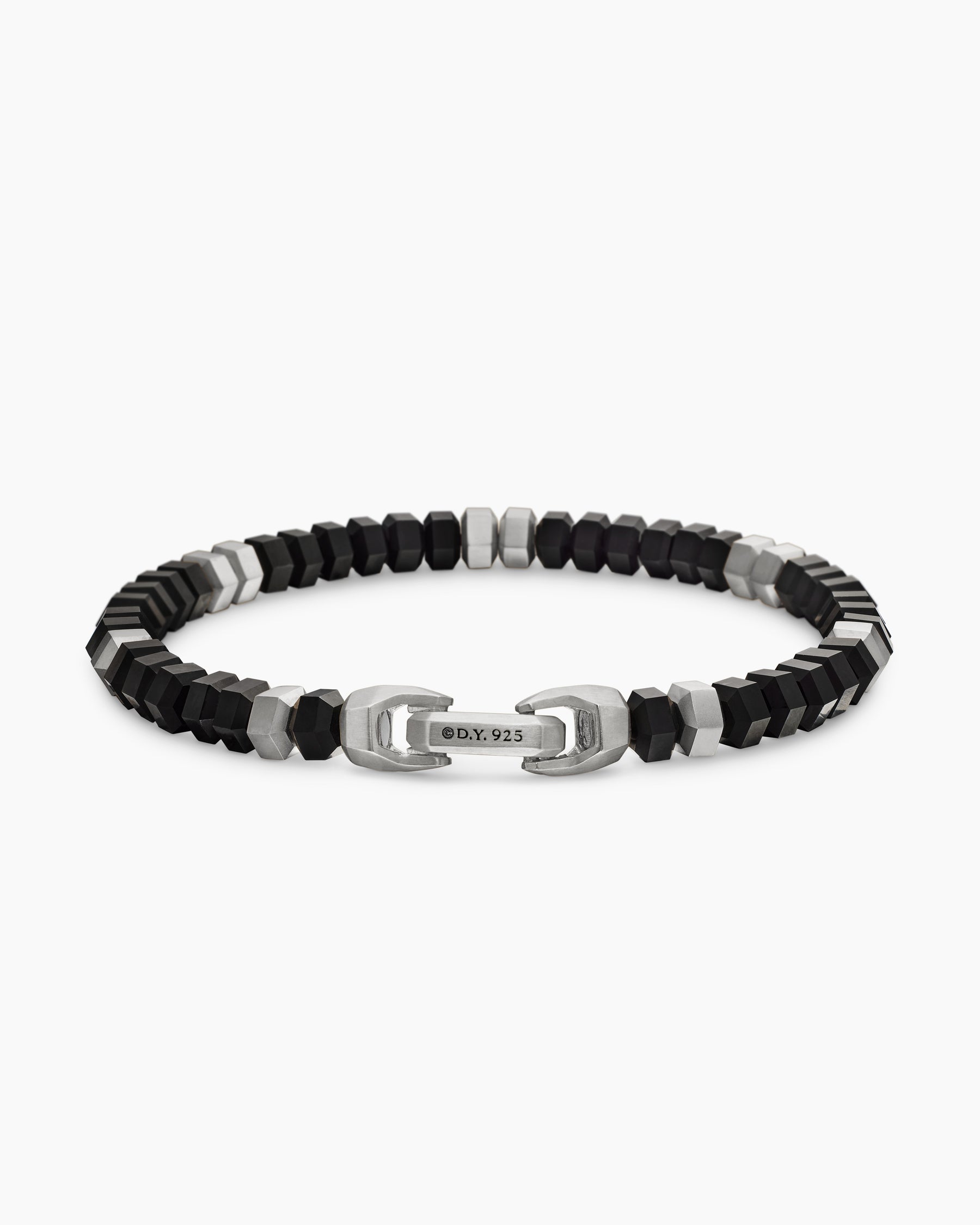 Hex Bead Bracelet in Sterling Silver with Black Onyx, 6mm - Image 5