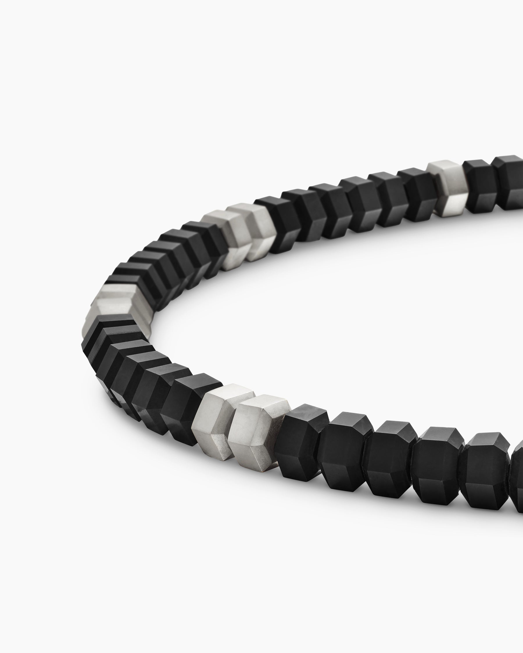 Hex Bead Bracelet in Sterling Silver with Black Onyx, 6mm - Image 7