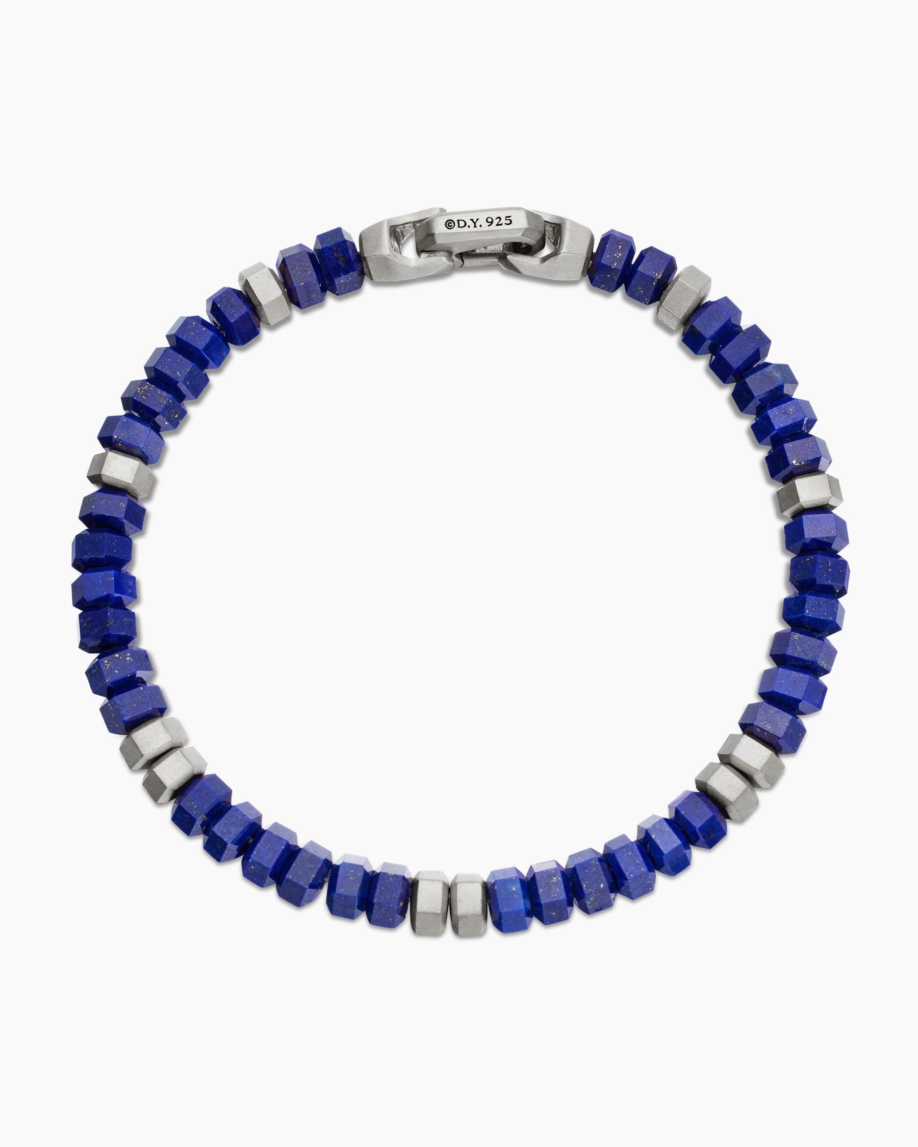 Hex Bead Bracelet in Sterling Silver with Lapis, 6mm - Image 3