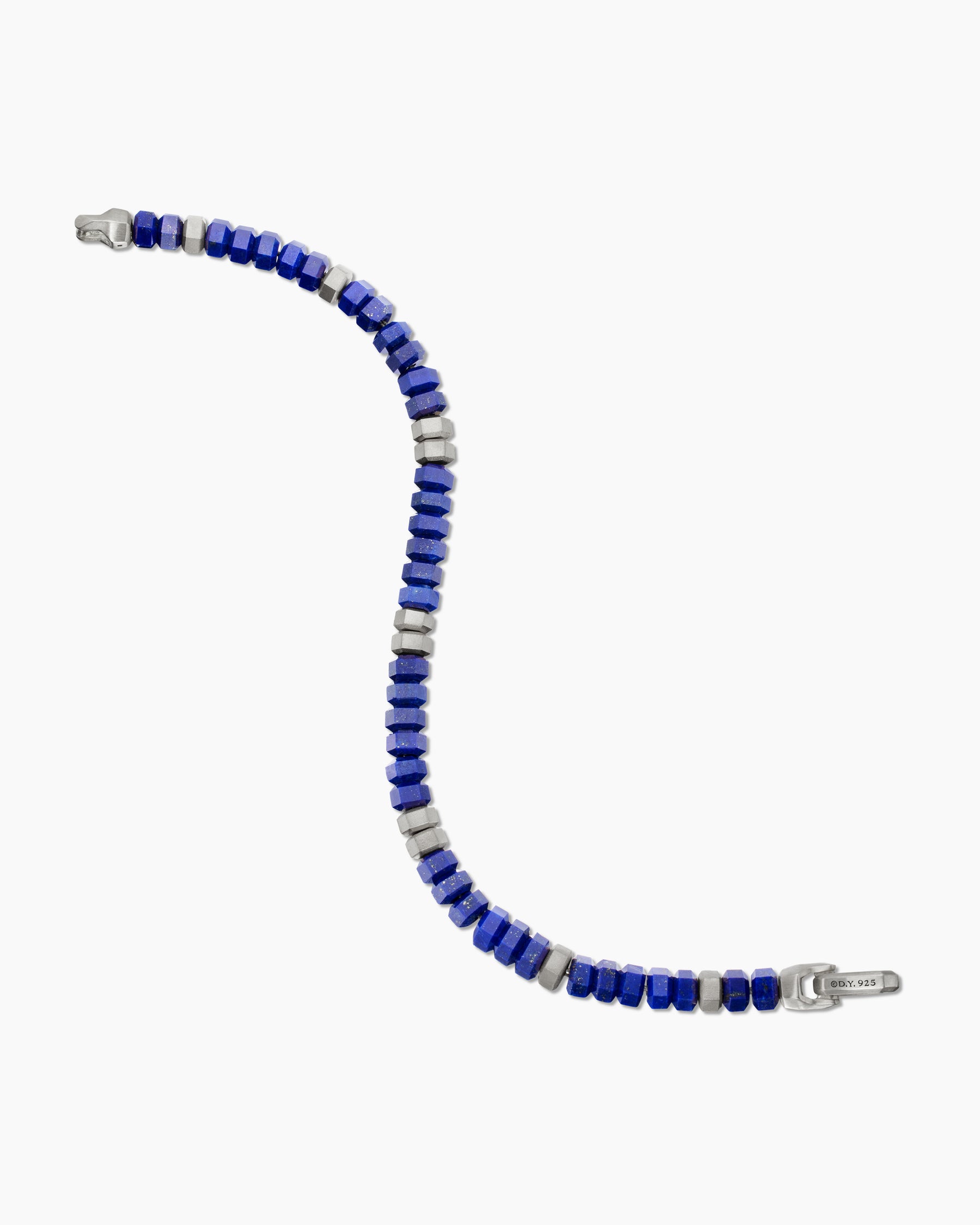 Hex Bead Bracelet in Sterling Silver with Lapis, 6mm - Image 4
