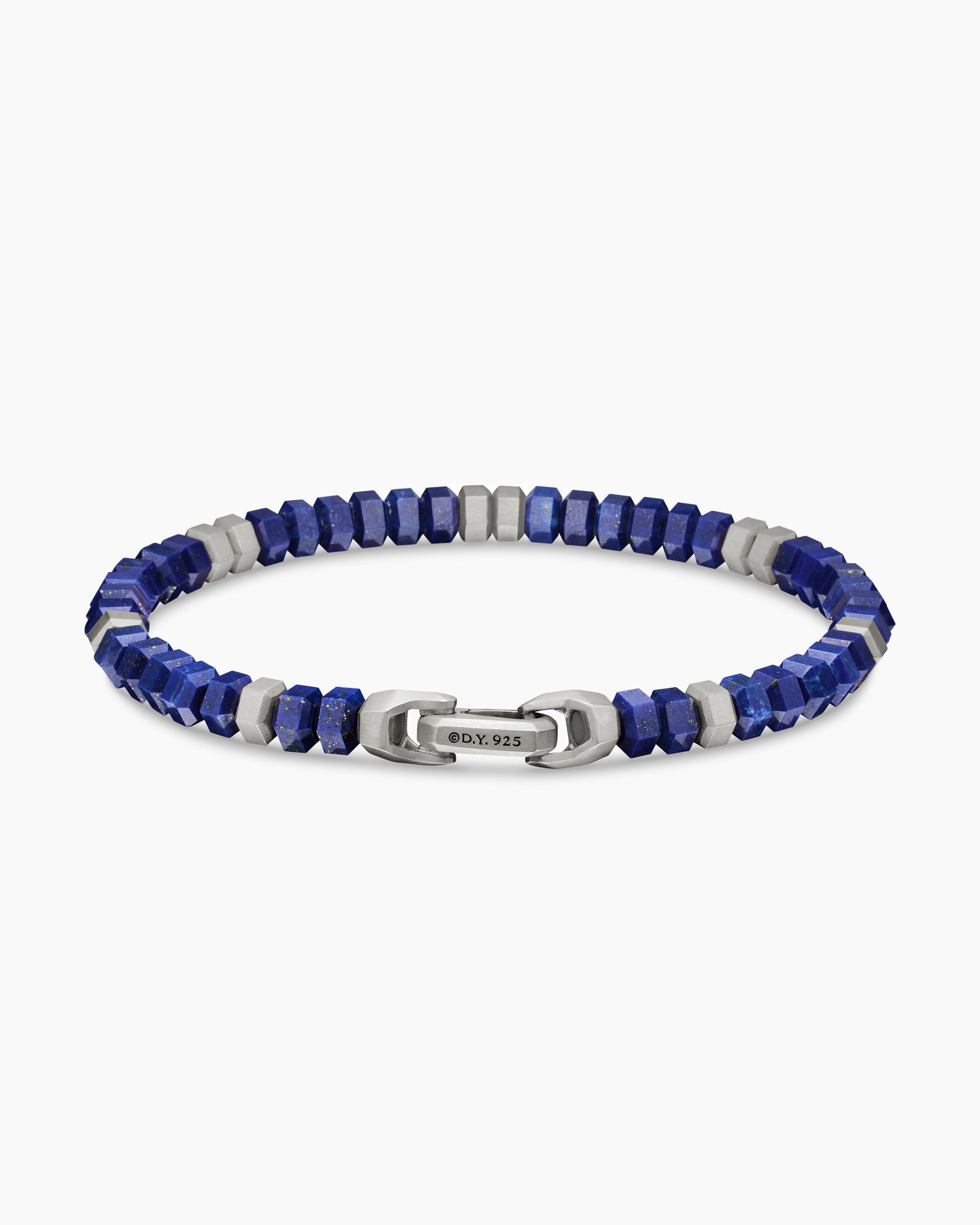 Hex Bead Bracelet in Sterling Silver with Lapis, 6mm - Image 5