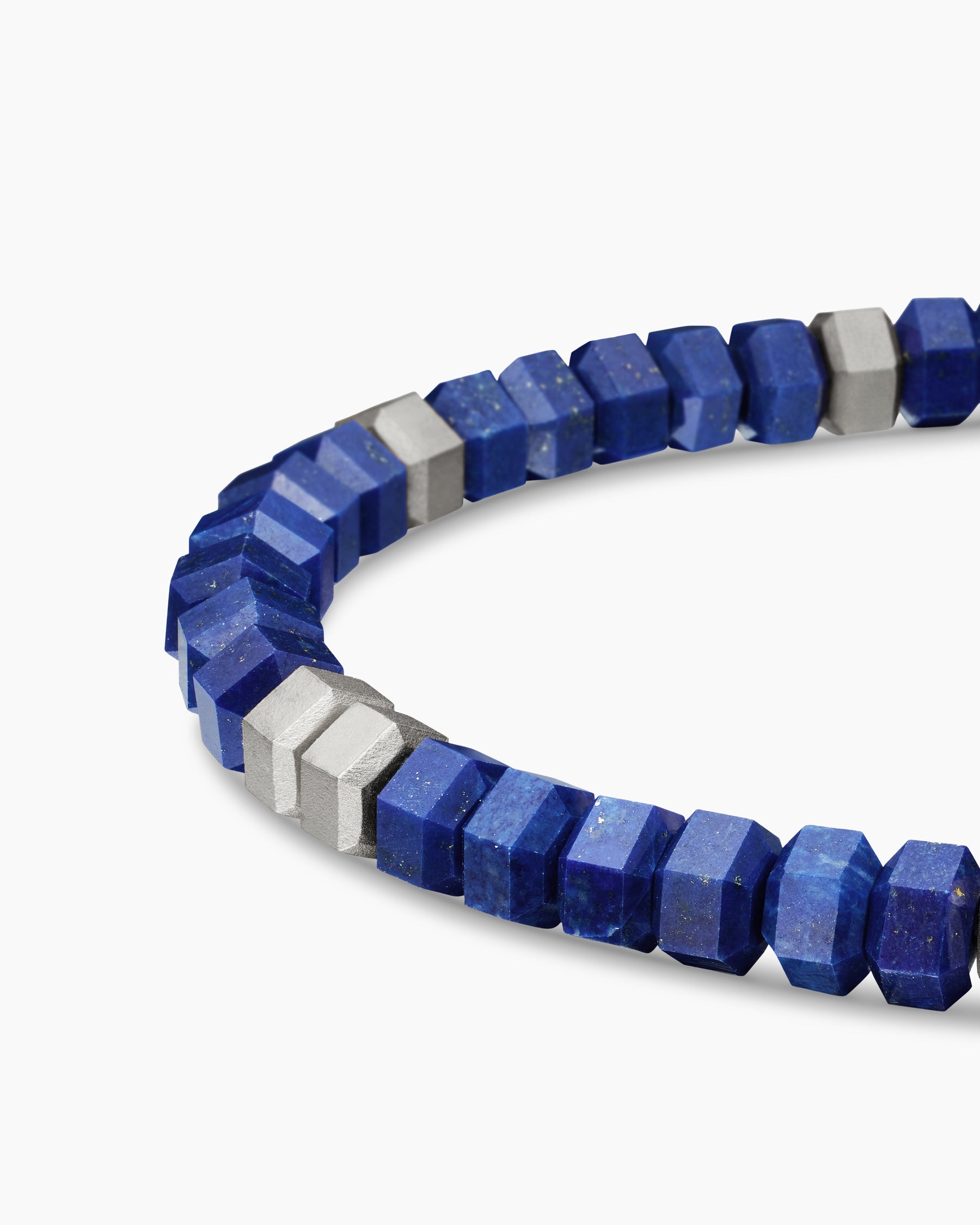 Hex Bead Bracelet in Sterling Silver with Lapis, 6mm - Image 7