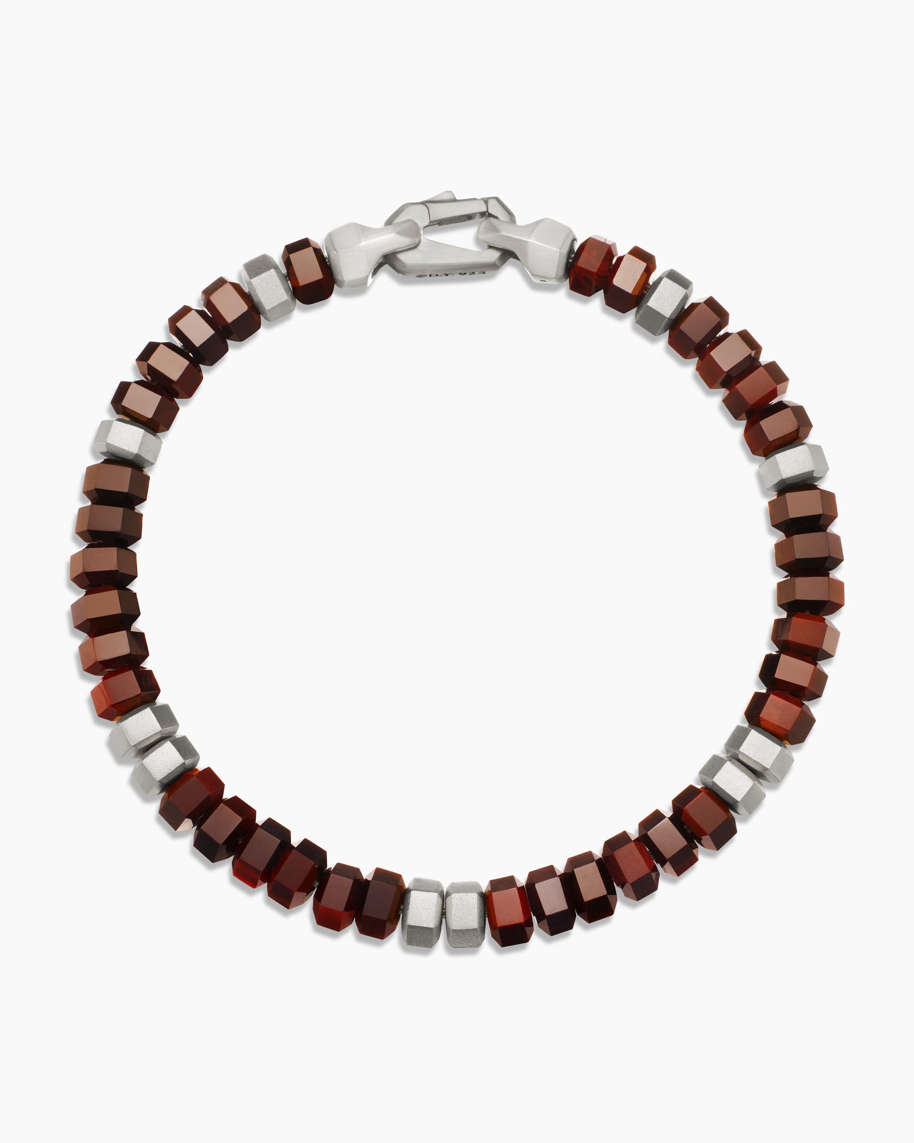 Hex Bead Bracelet in Sterling Silver with Red Tiger's Eye, 6mm - Image 3