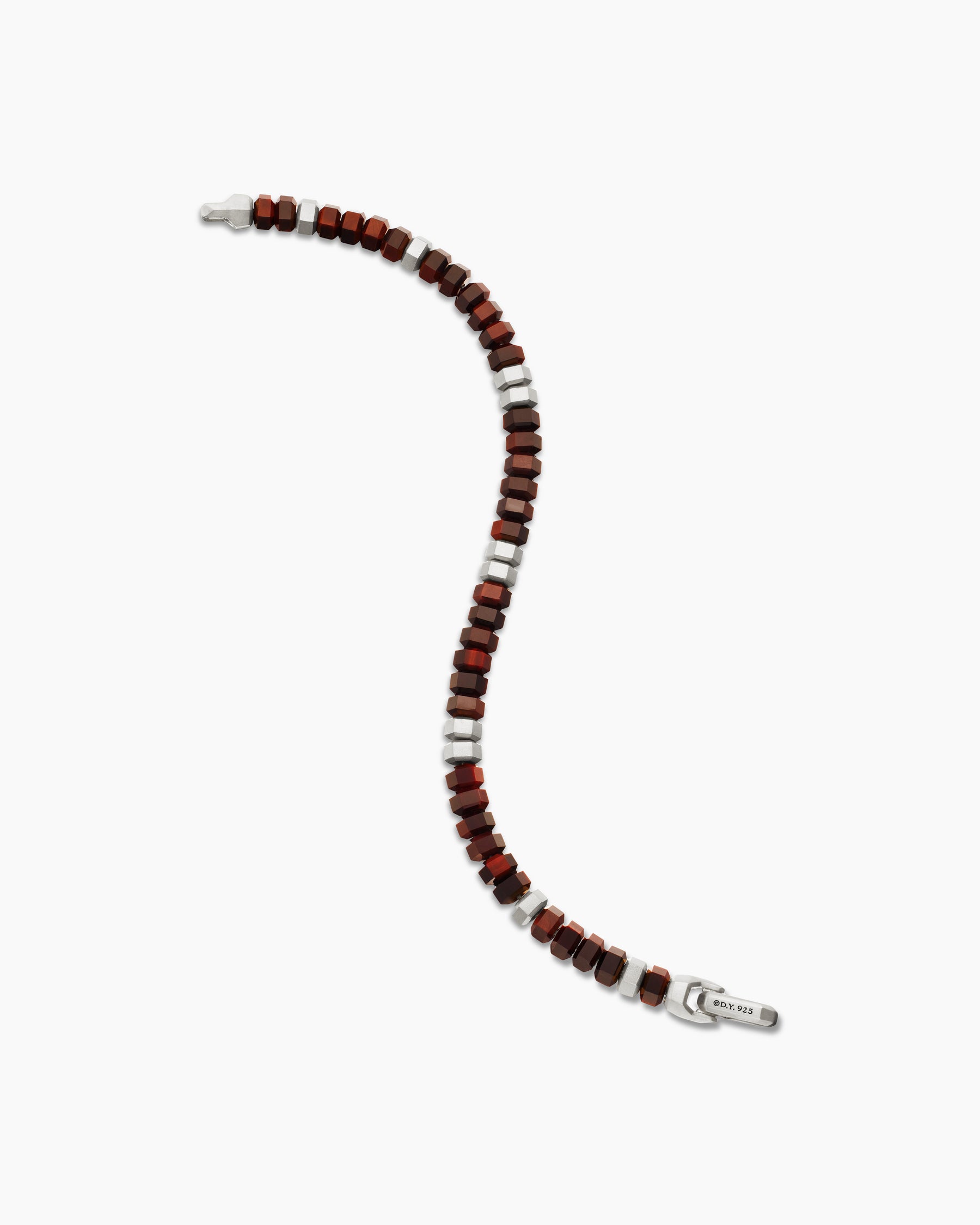 Hex Bead Bracelet in Sterling Silver with Red Tiger's Eye, 6mm - Image 4