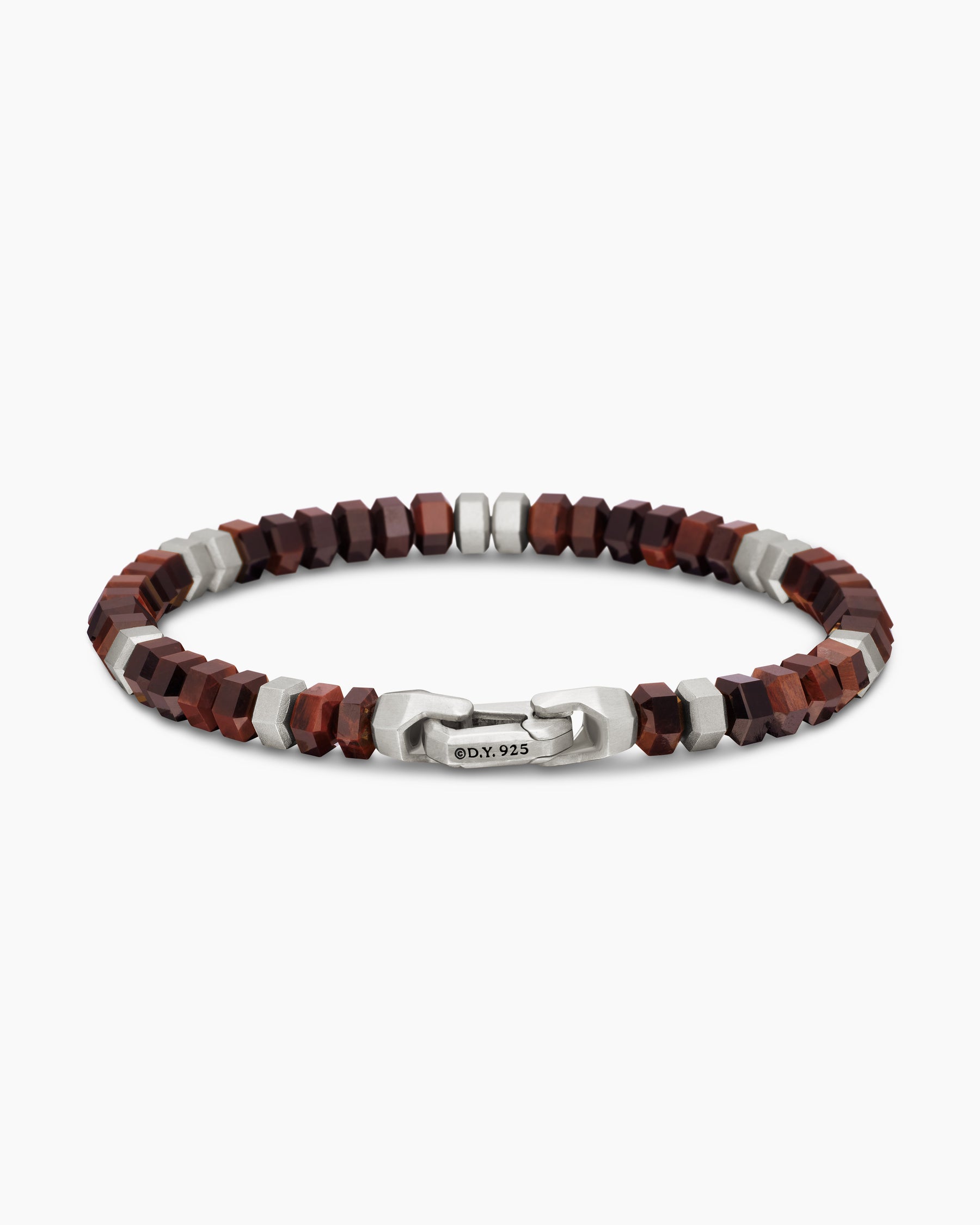 Hex Bead Bracelet in Sterling Silver with Red Tiger's Eye, 6mm - Image 5