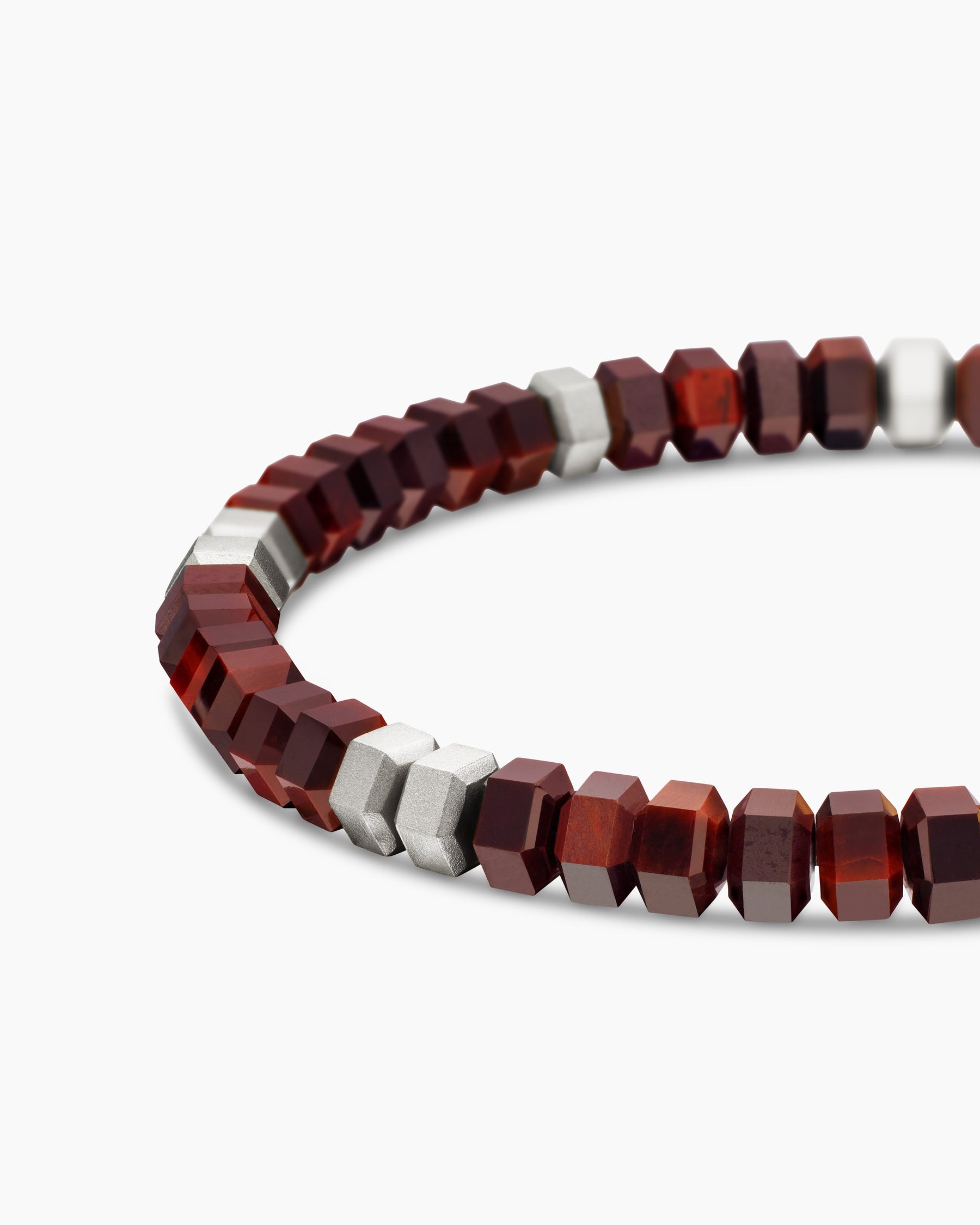 Hex Bead Bracelet in Sterling Silver with Red Tiger's Eye, 6mm - Image 7