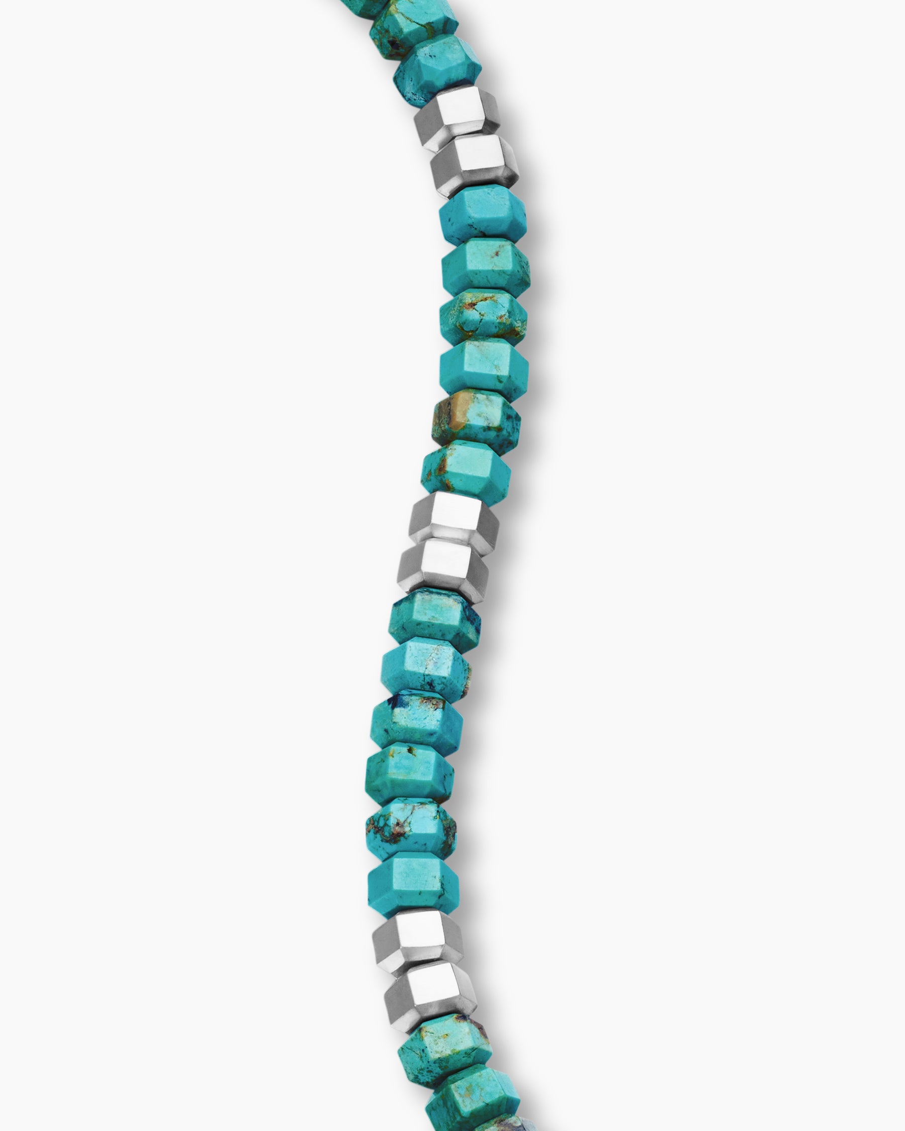Hex Bead Bracelet in Sterling Silver with Turquoise, 6mm - Image 6