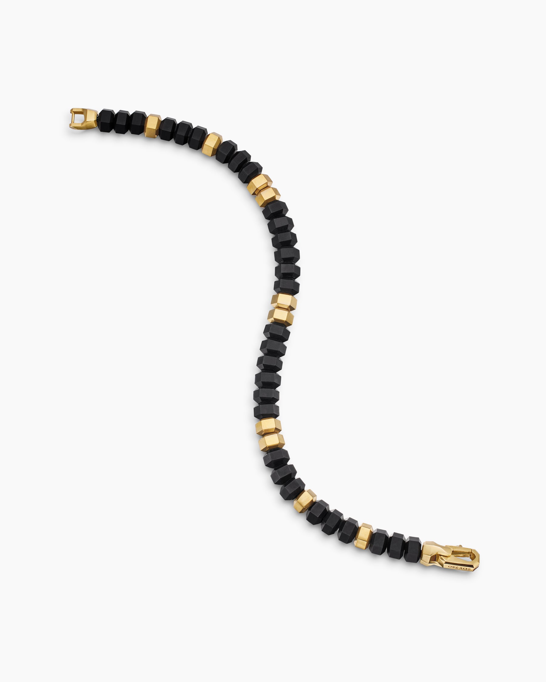 Hex Bead Bracelet with Black Onyx and 18K Yellow Gold, 8mm - Image 4
