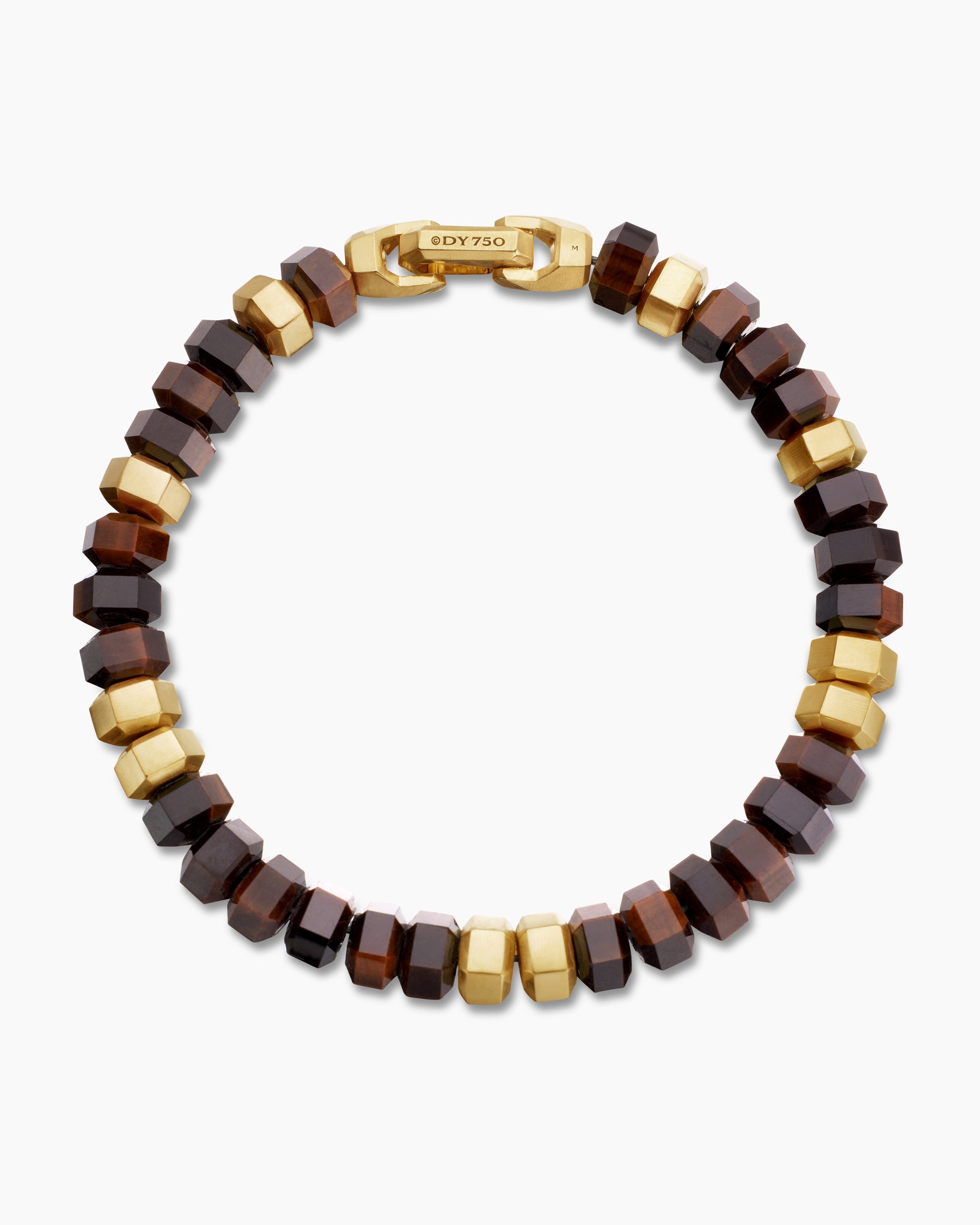 Hex Bead Bracelet with Red Tiger's Eye and 18K Yellow Gold, 8mm - Image 3