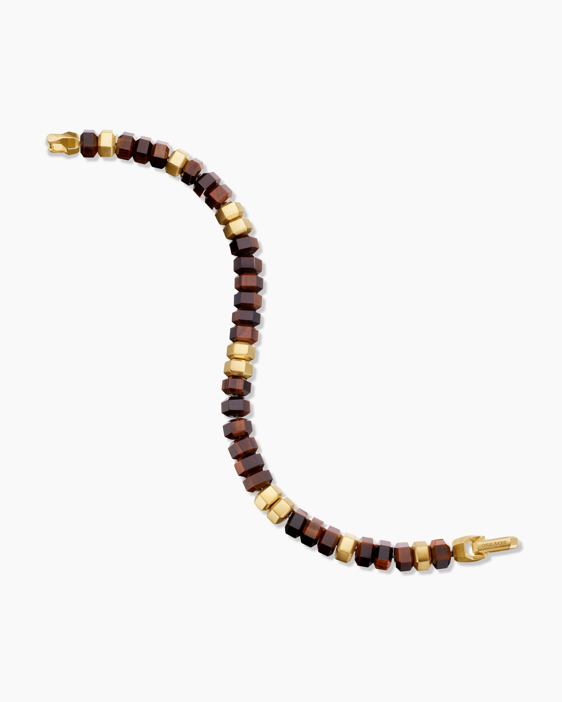 Hex Bead Bracelet with Red Tiger's Eye and 18K Yellow Gold, 8mm - Image 4