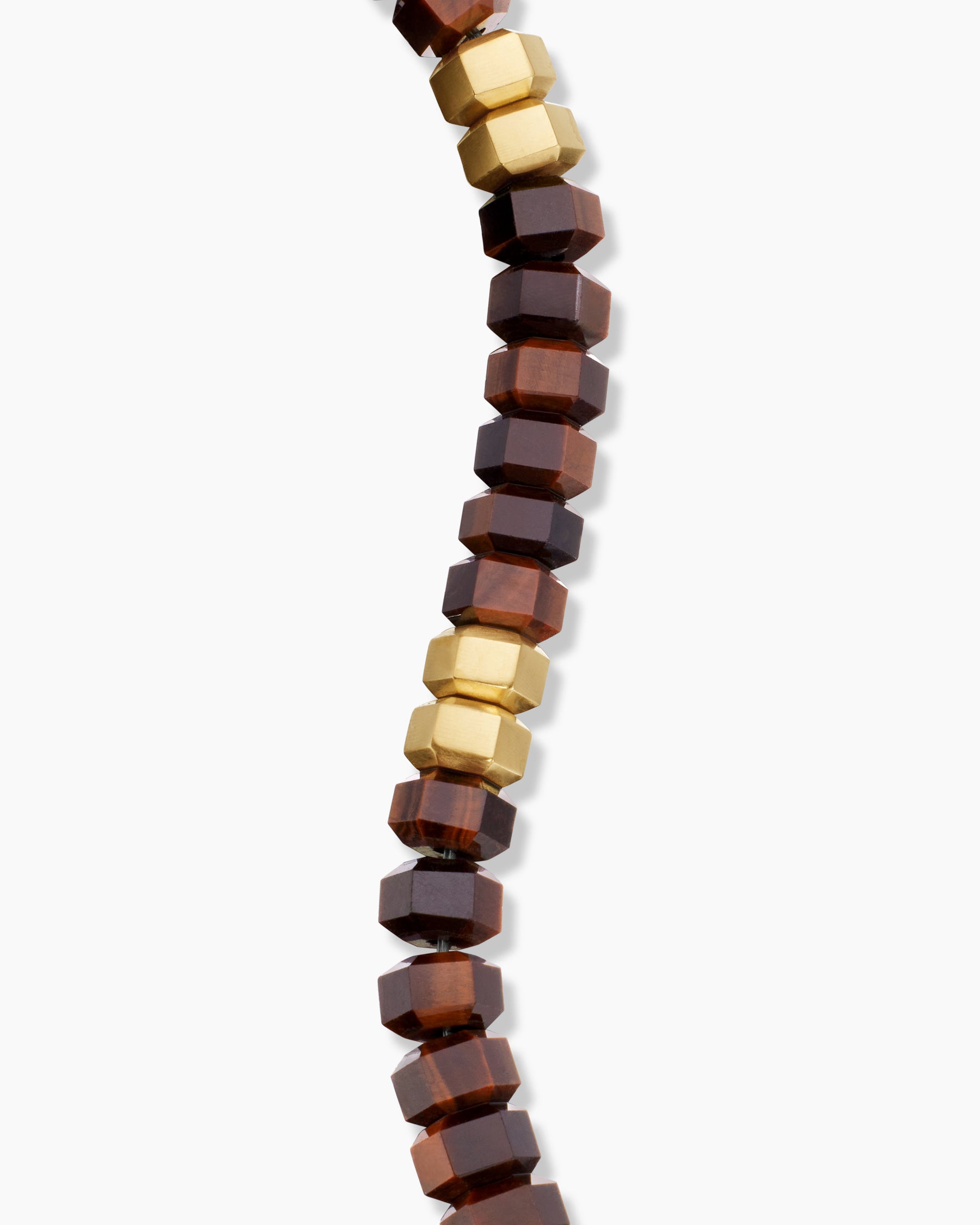 Hex Bead Bracelet with Red Tiger's Eye and 18K Yellow Gold, 8mm - Image 6