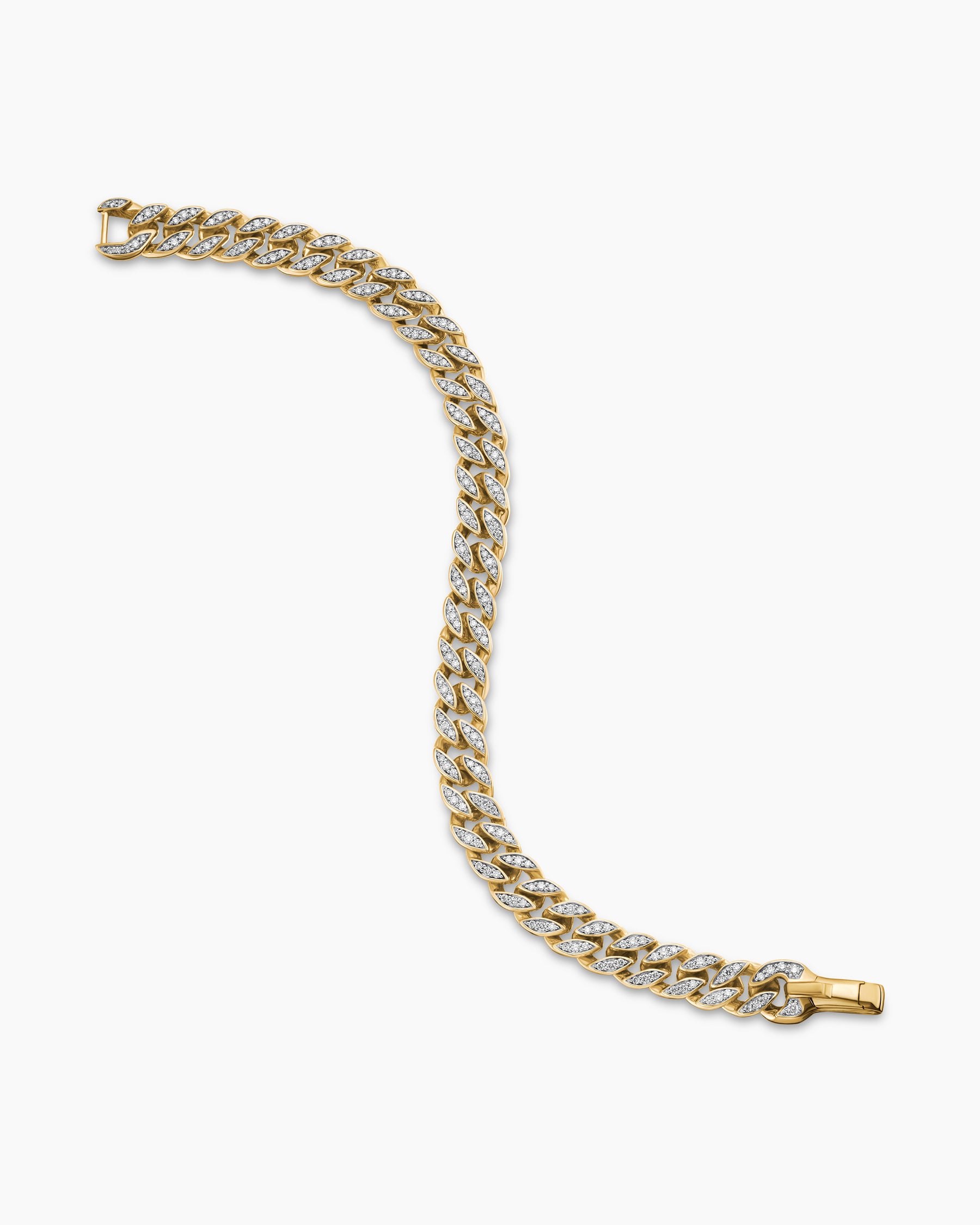 Curb Chain Bracelet in 18K Yellow Gold with Diamonds, 8mm - Image 3