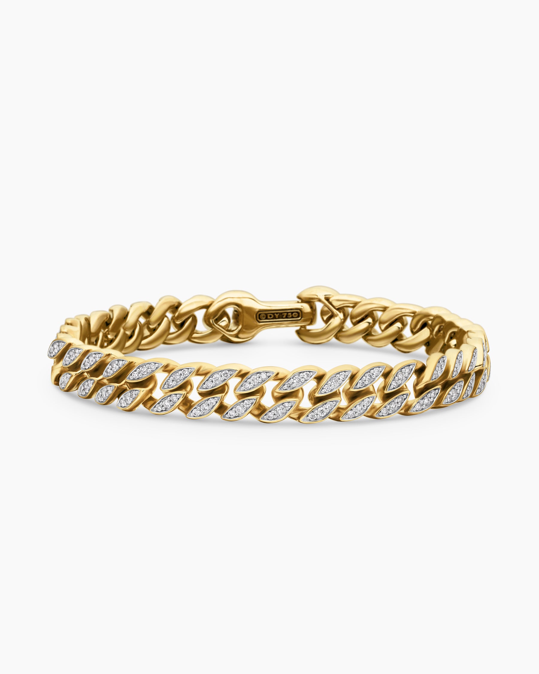 Curb Chain Bracelet in 18K Yellow Gold with Diamonds, 8mm - Image 4