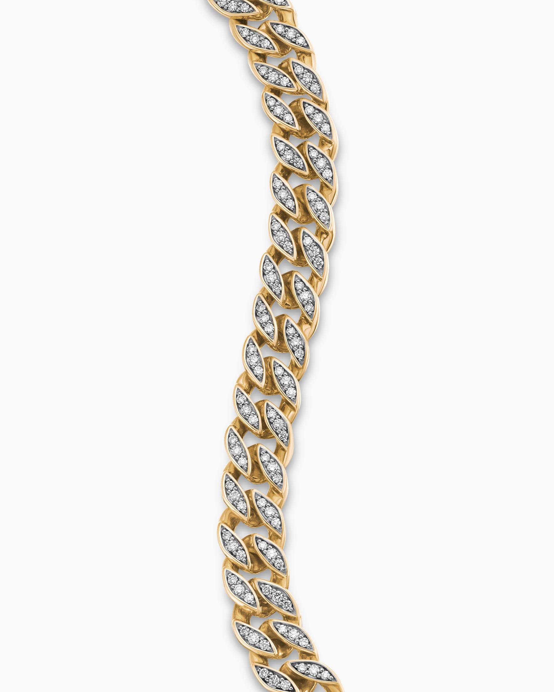 Curb Chain Bracelet in 18K Yellow Gold with Diamonds, 8mm - Image 5