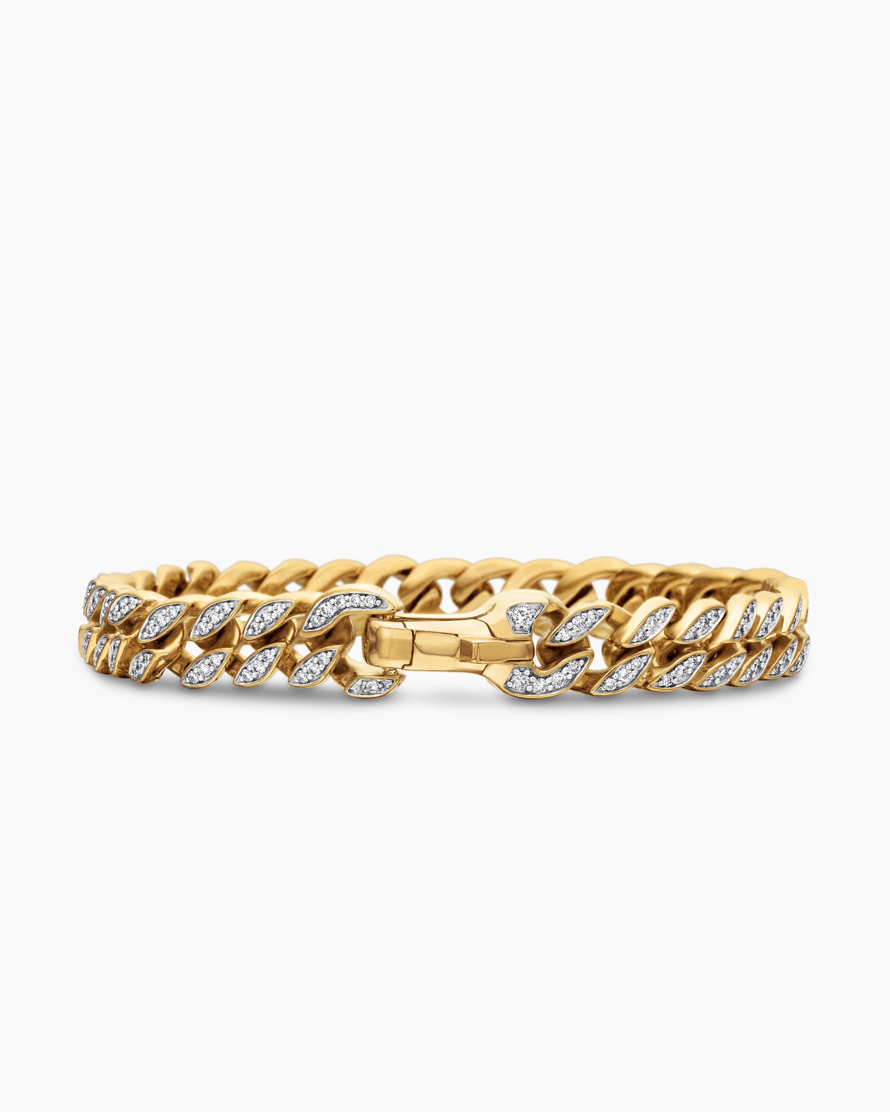 Curb Chain Bracelet in 18K Yellow Gold with Diamonds, 8mm - Image 6