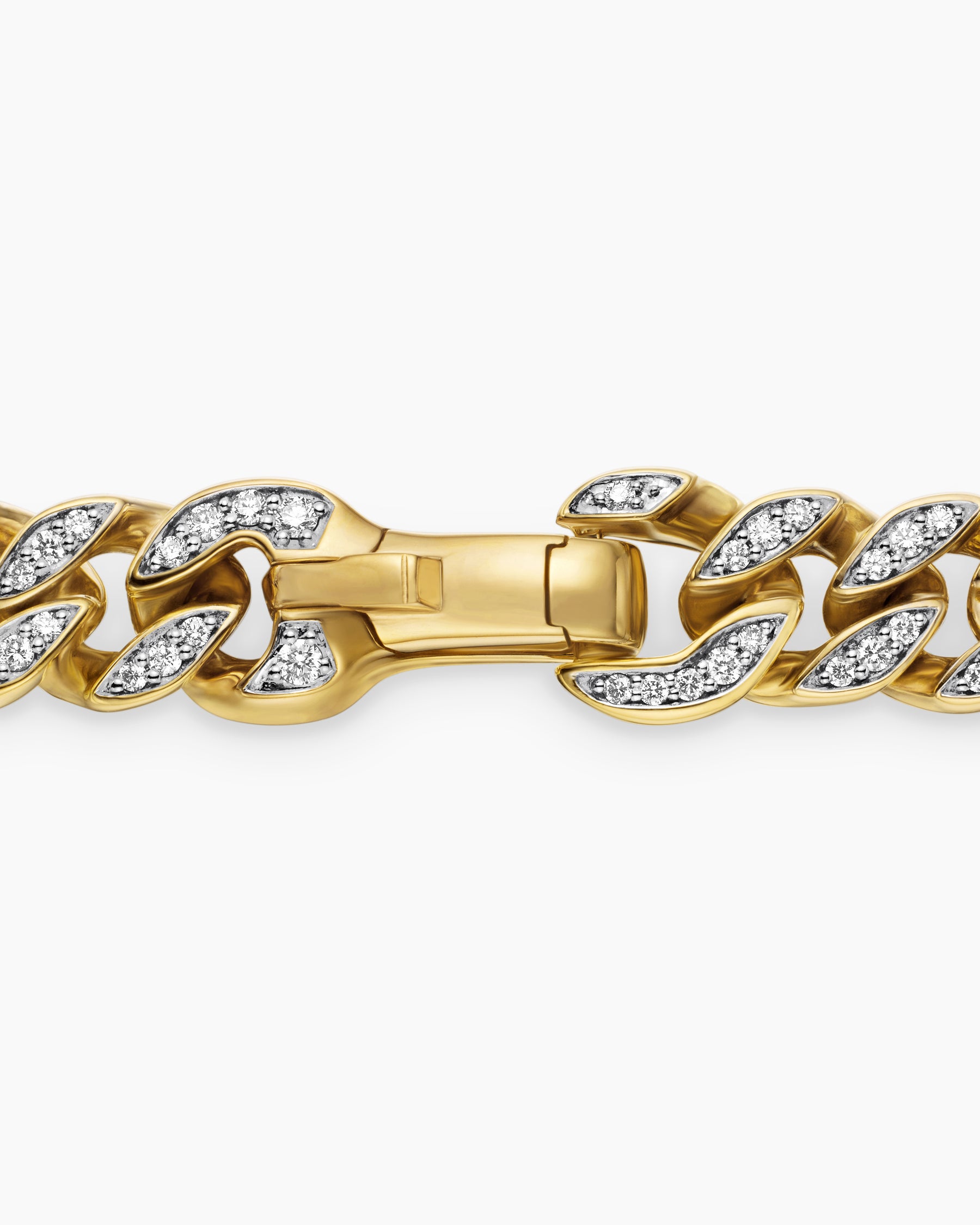 Curb Chain Bracelet in 18K Yellow Gold with Diamonds, 8mm - Image 7