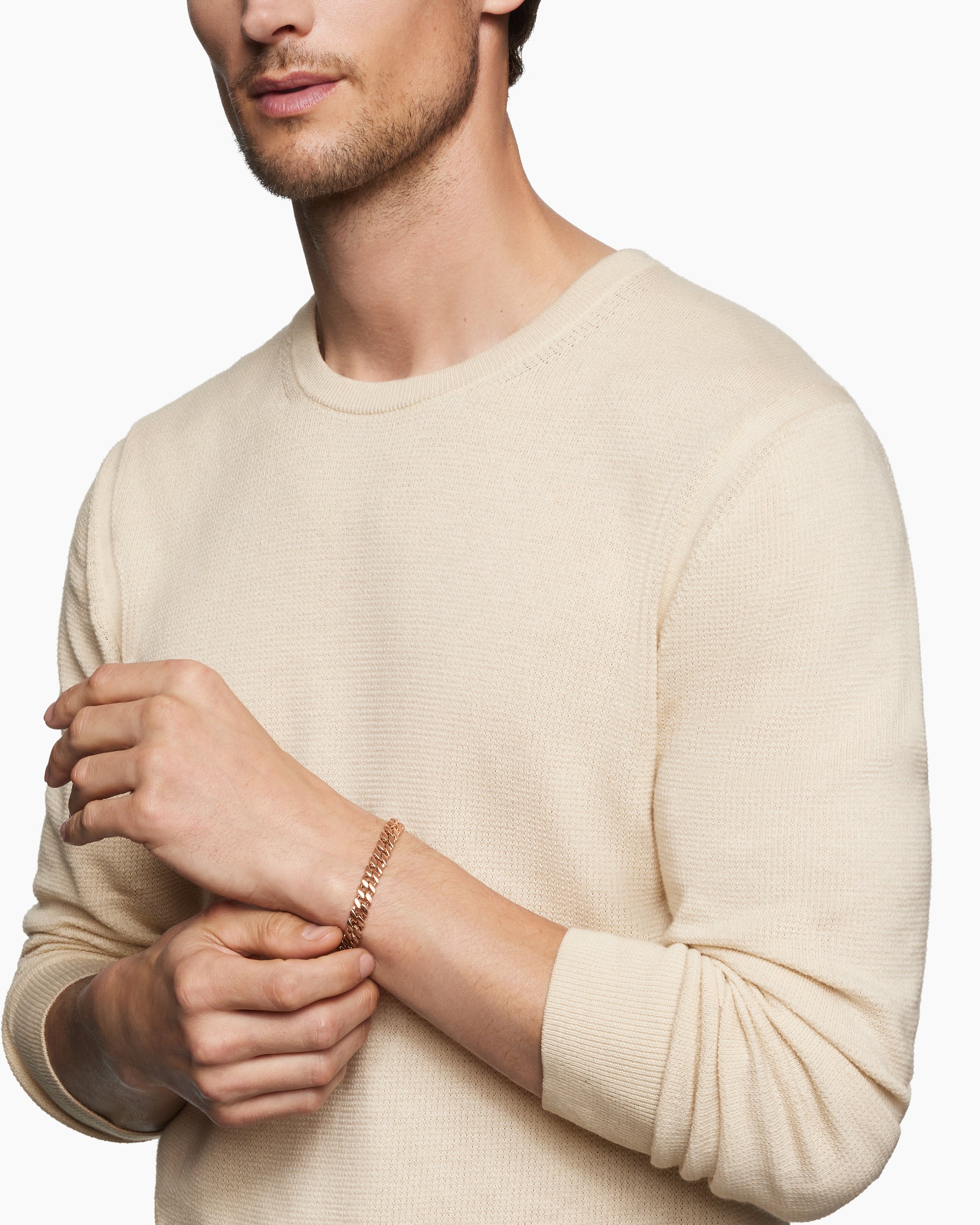 Alternative view of Curb Chain Bracelet in 18K Rose Gold, 8mm