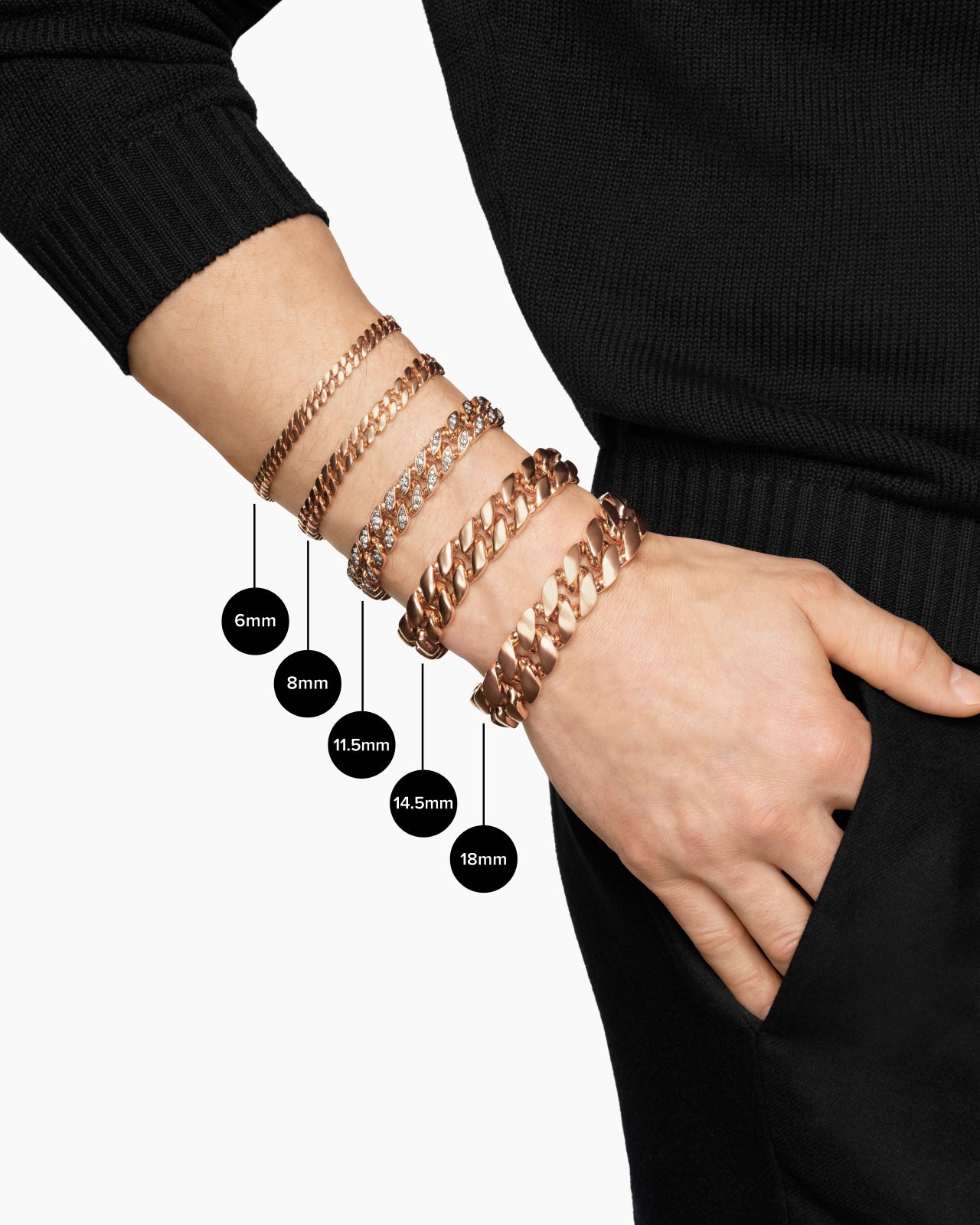 Curb Chain Bracelet in 18K Rose Gold, 8mm - Image 9