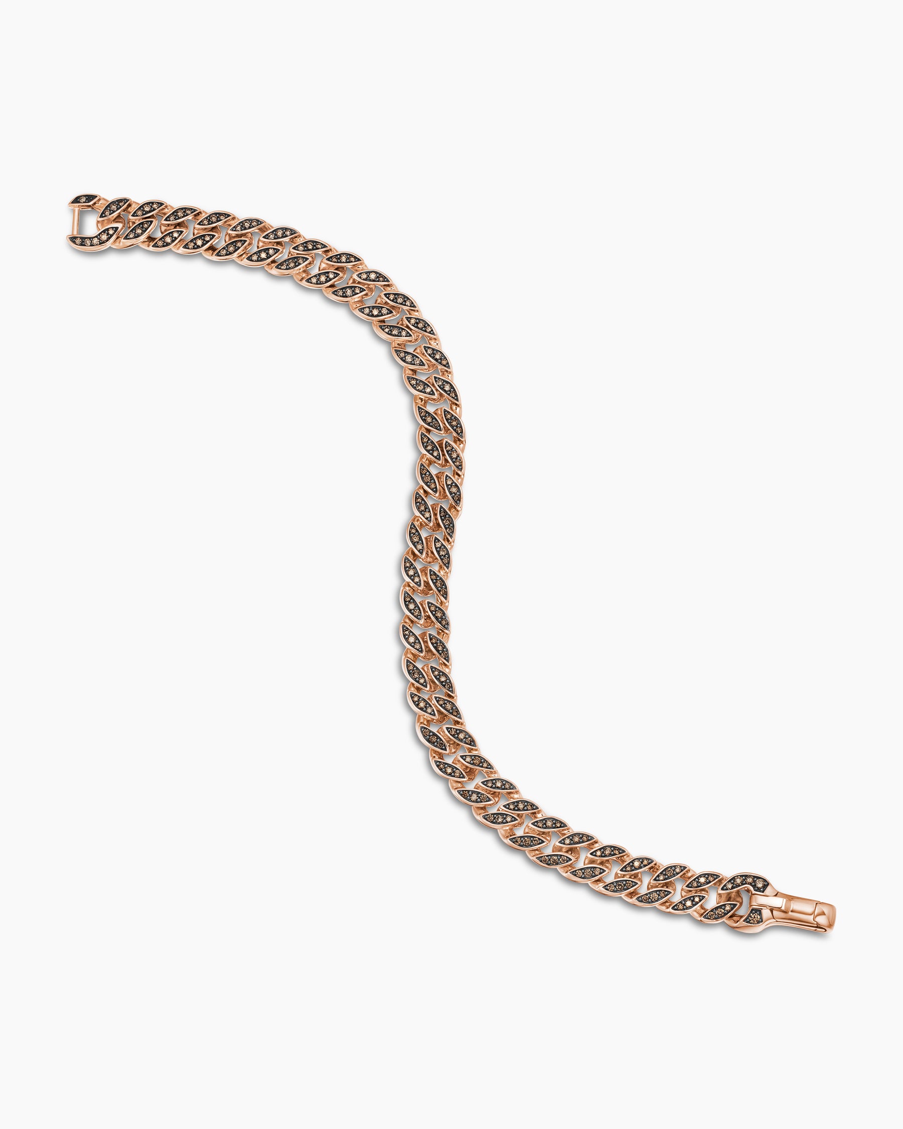 Curb Chain Bracelet in 18K Rose Gold with Cognac Diamonds, 8mm - Image 3