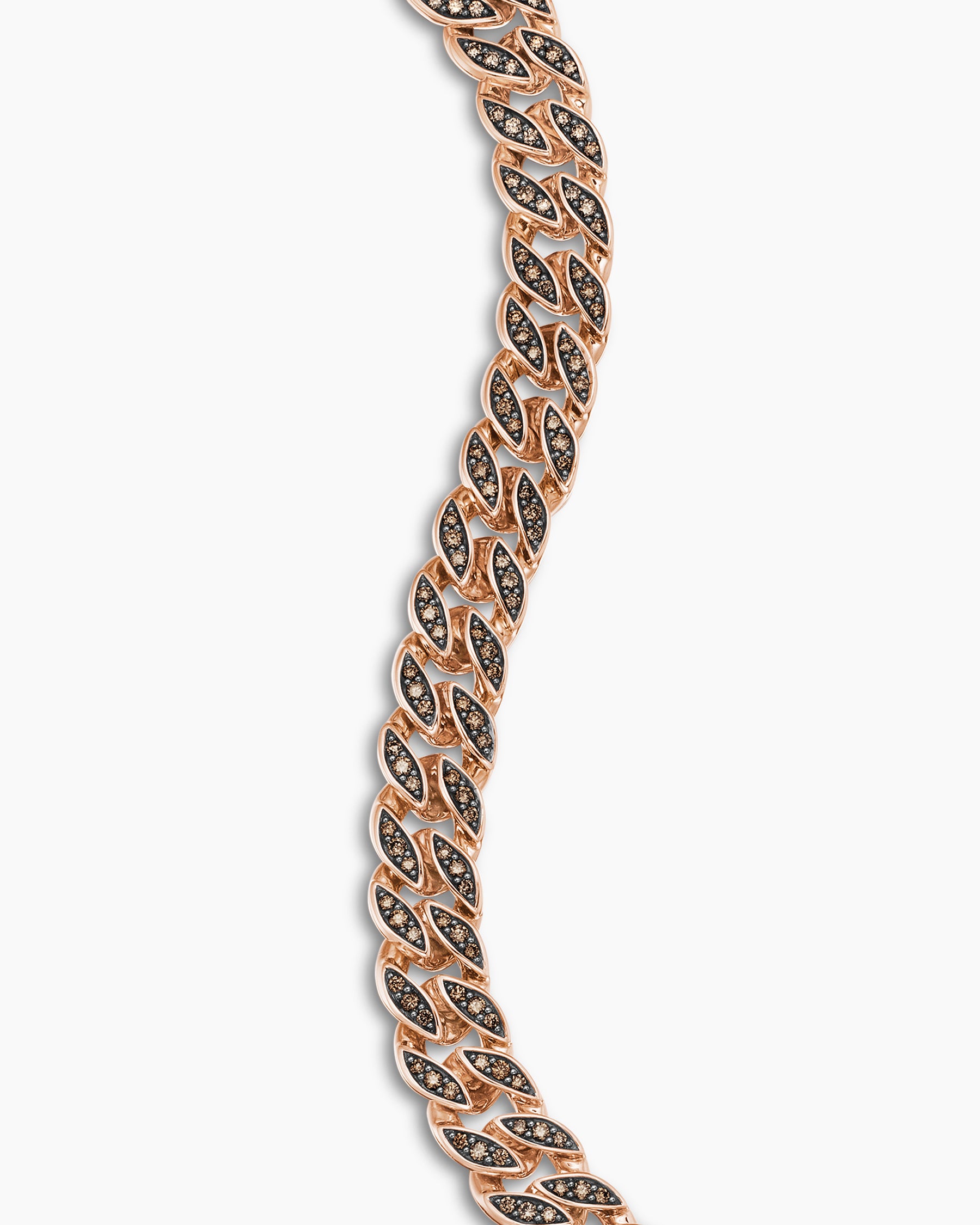 Curb Chain Bracelet in 18K Rose Gold with Cognac Diamonds, 8mm - Image 5