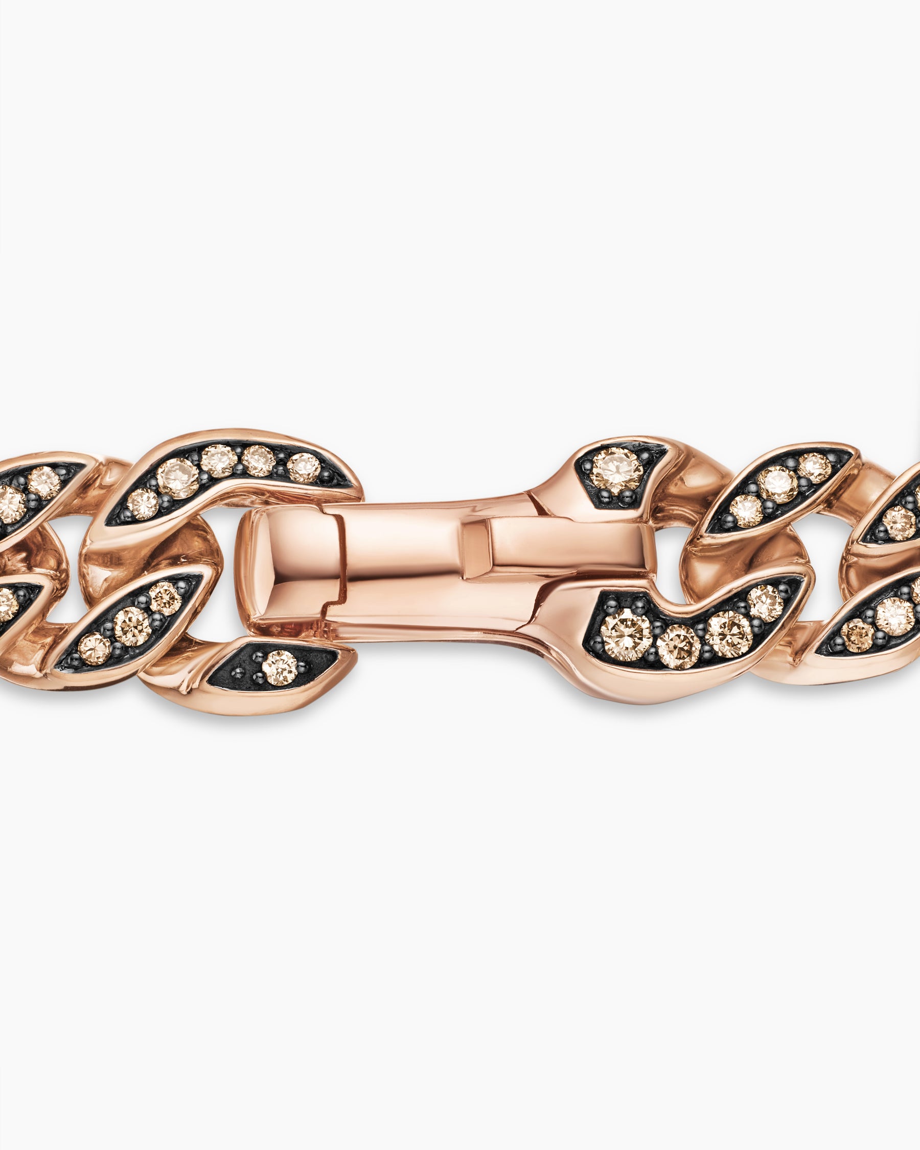 Curb Chain Bracelet in 18K Rose Gold with Cognac Diamonds, 8mm - Image 7