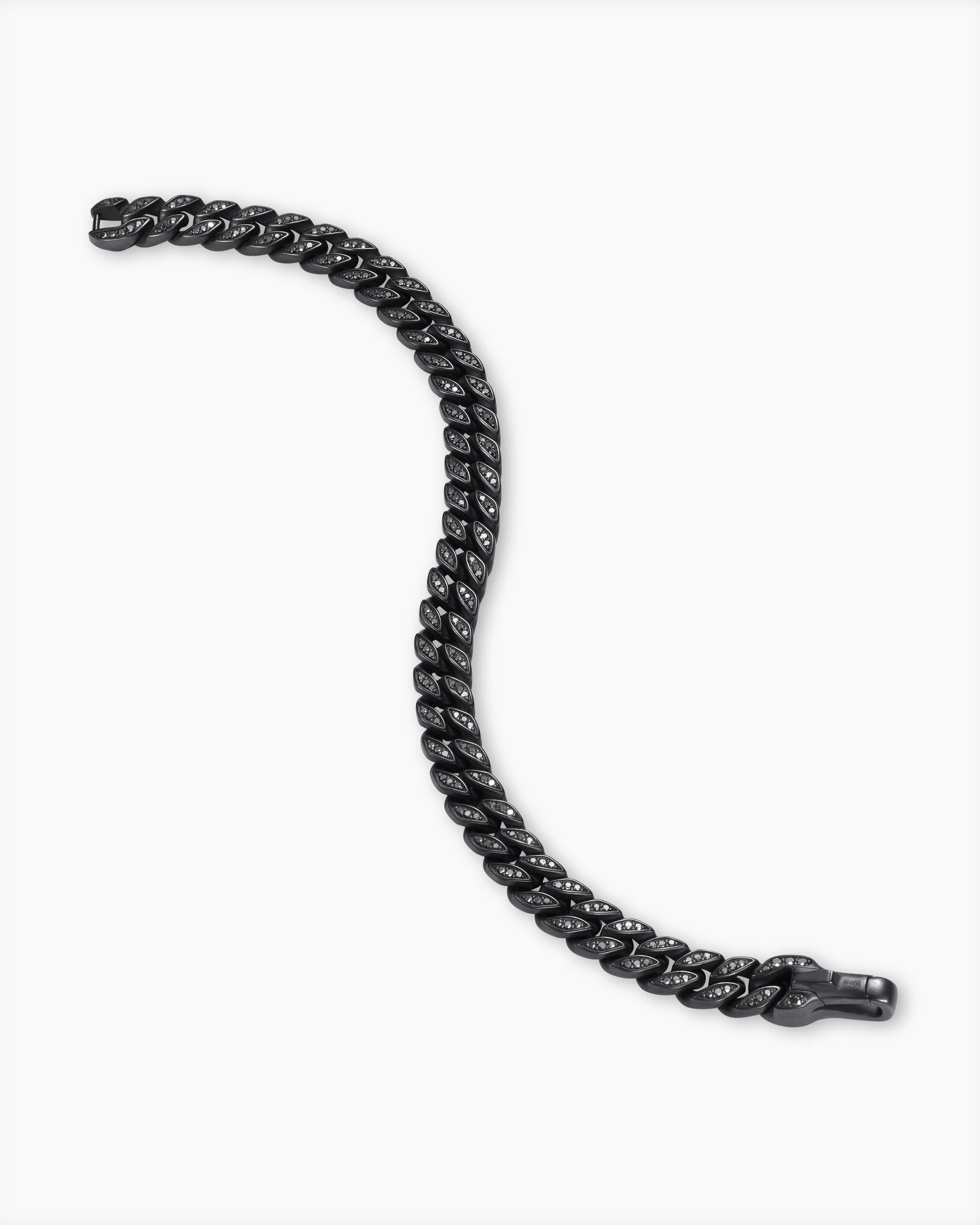 Curb Chain Bracelet in Black Titanium with Black Diamonds, 8mm - Image 3