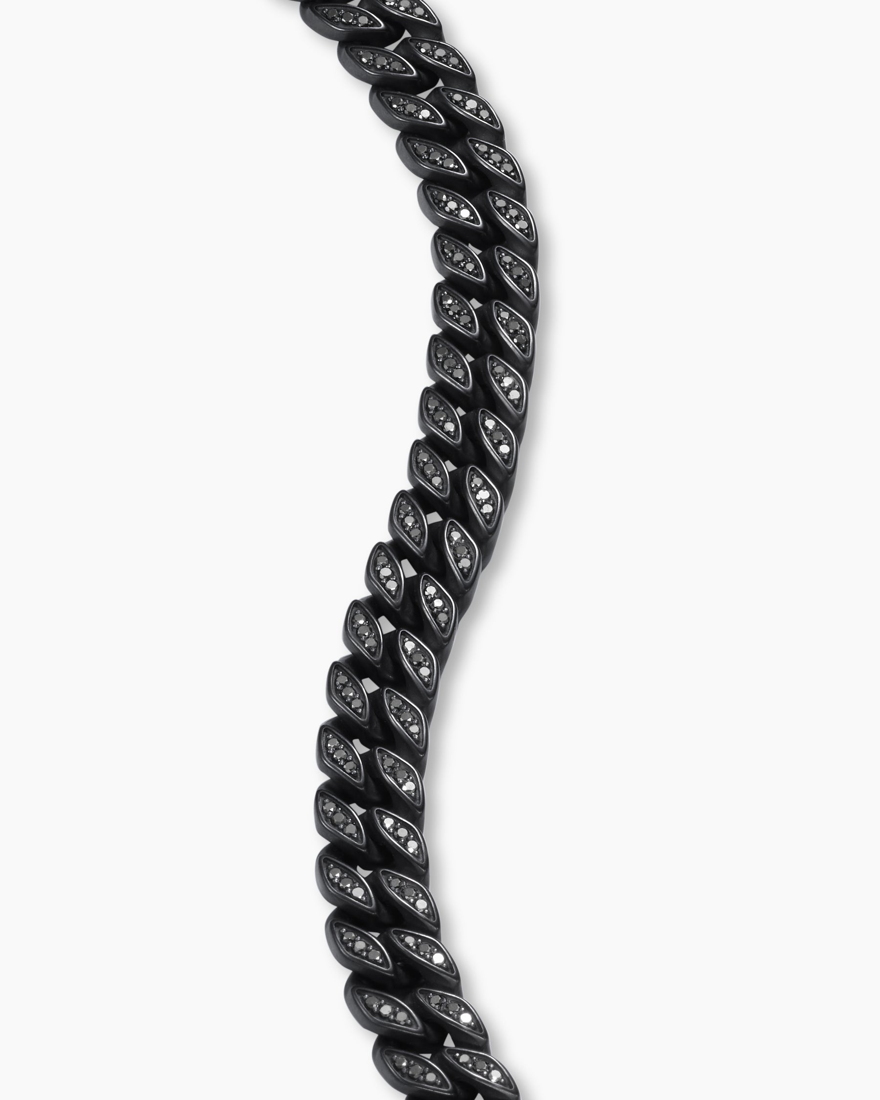 Curb Chain Bracelet in Black Titanium with Black Diamonds, 8mm - Image 5