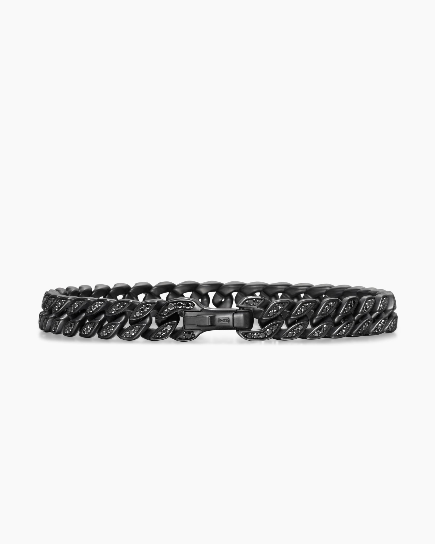 Curb Chain Bracelet in Black Titanium with Black Diamonds, 8mm - Image 6