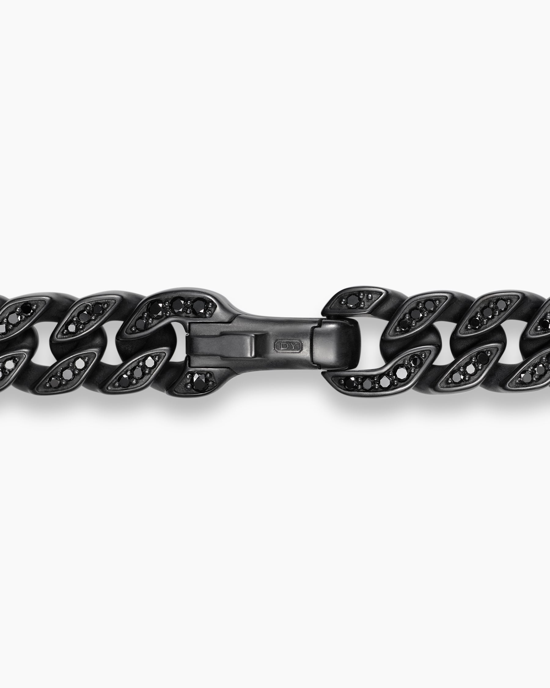 Curb Chain Bracelet in Black Titanium with Black Diamonds, 8mm - Image 7