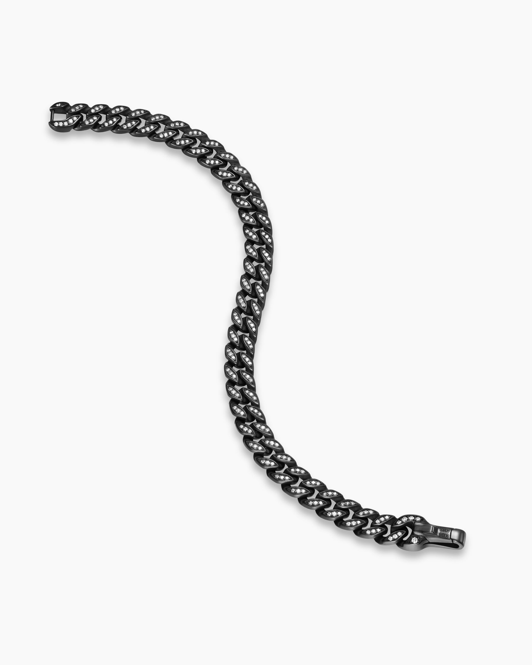 Curb Chain Bracelet in Black Titanium with Diamonds, 8mm - Image 3
