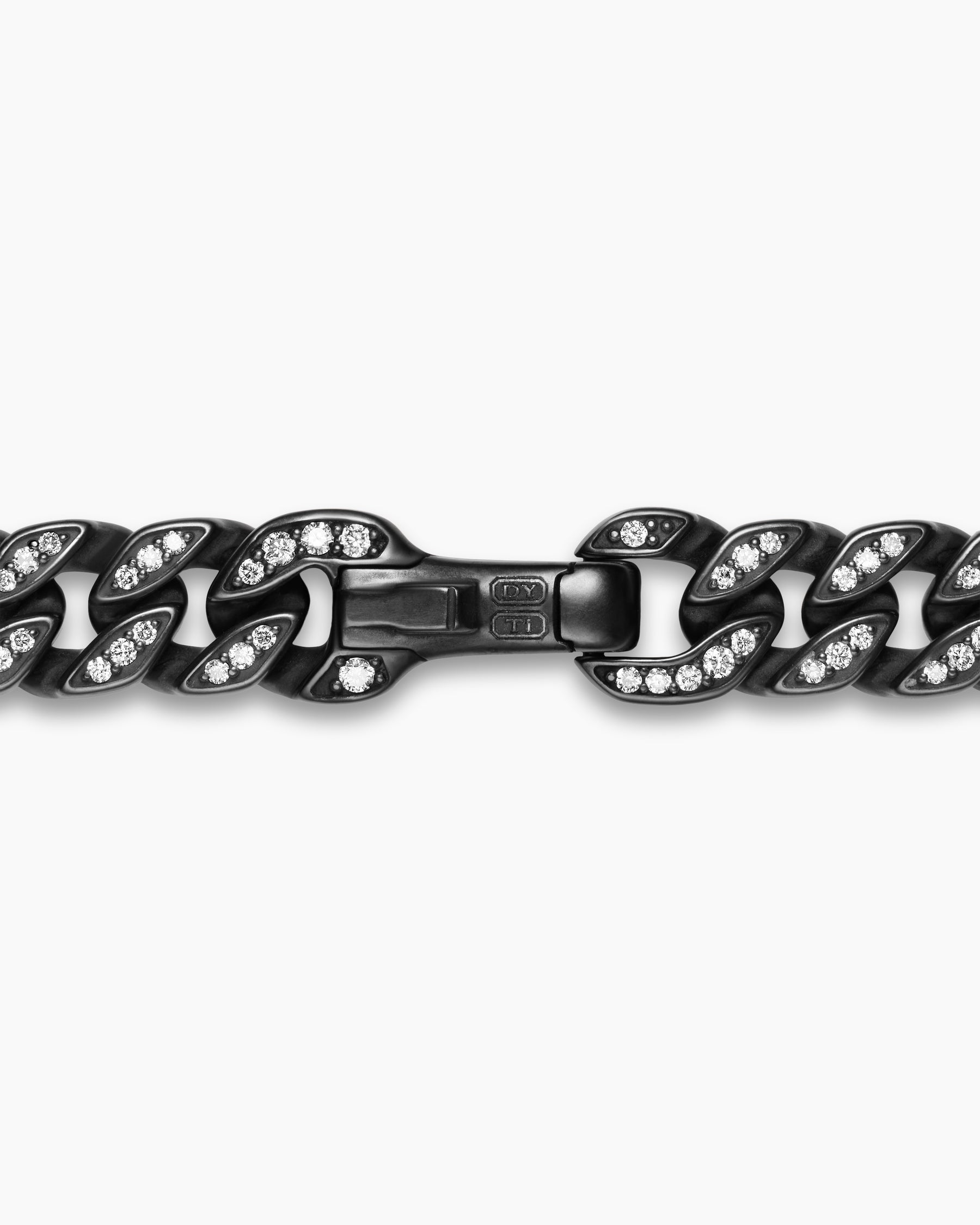 Curb Chain Bracelet in Black Titanium with Diamonds, 8mm - Image 4