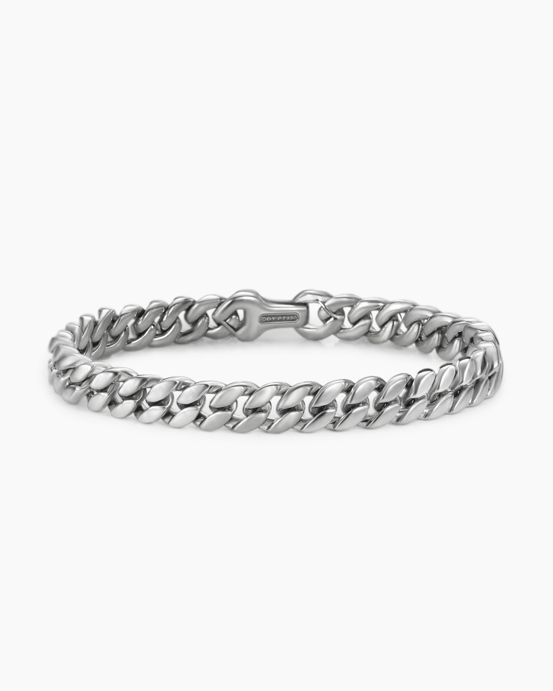 Curb Chain Bracelet in Platinum, 8mm - Image 4