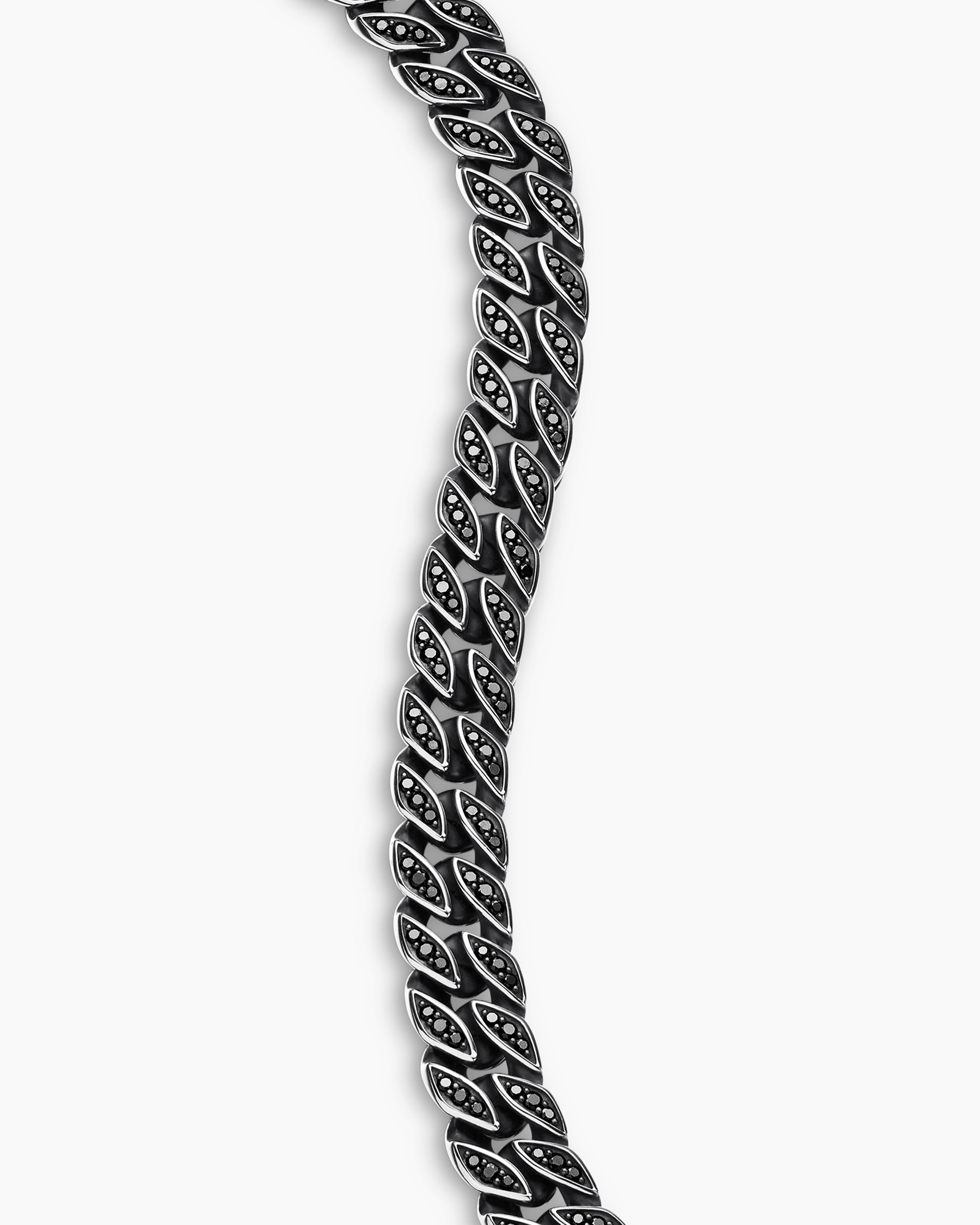 Curb Chain Bracelet in Sterling Silver with Black Diamonds, 8mm - Image 6