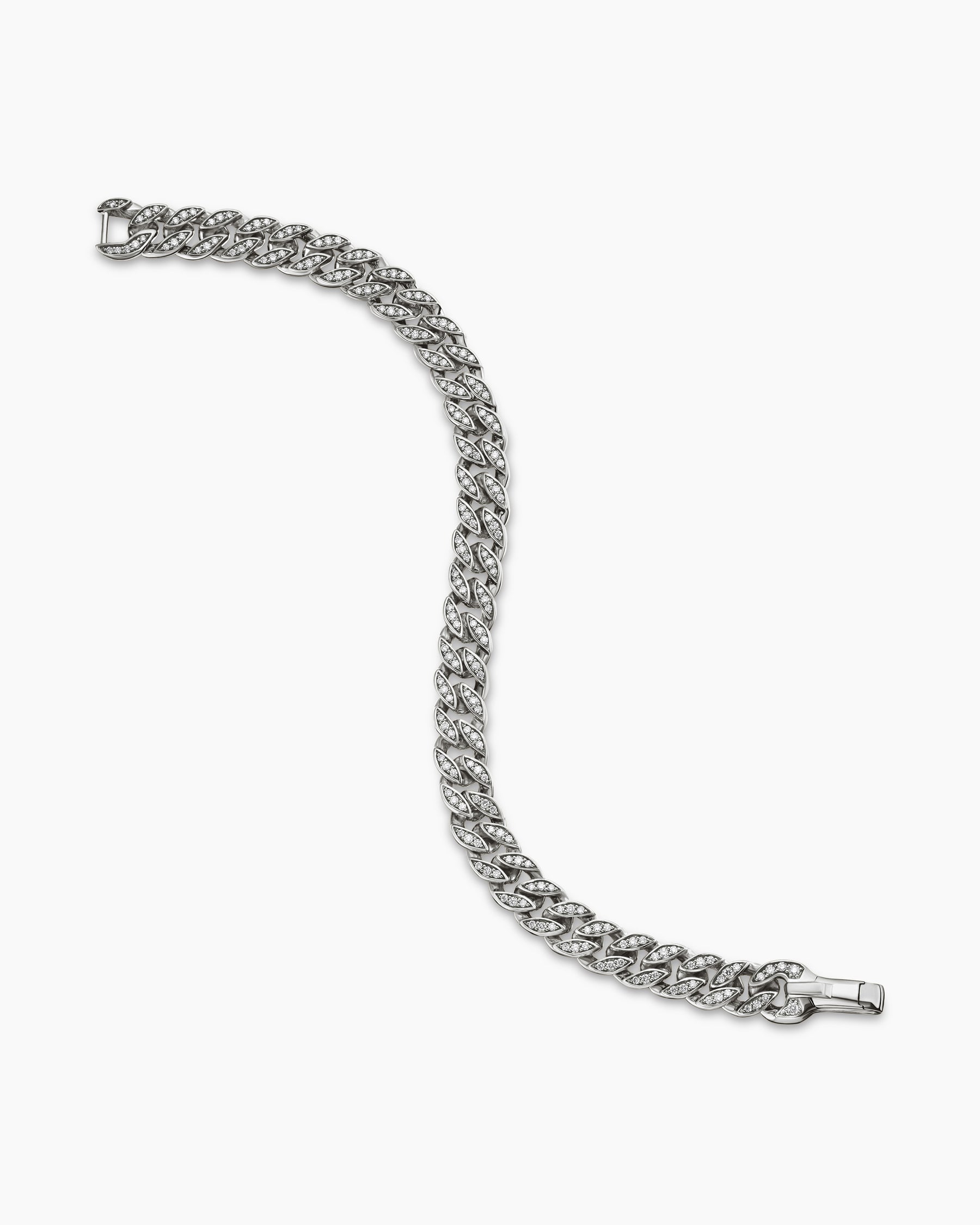 Curb Chain Bracelet in Sterling Silver with Diamonds, 8mm - Image 3