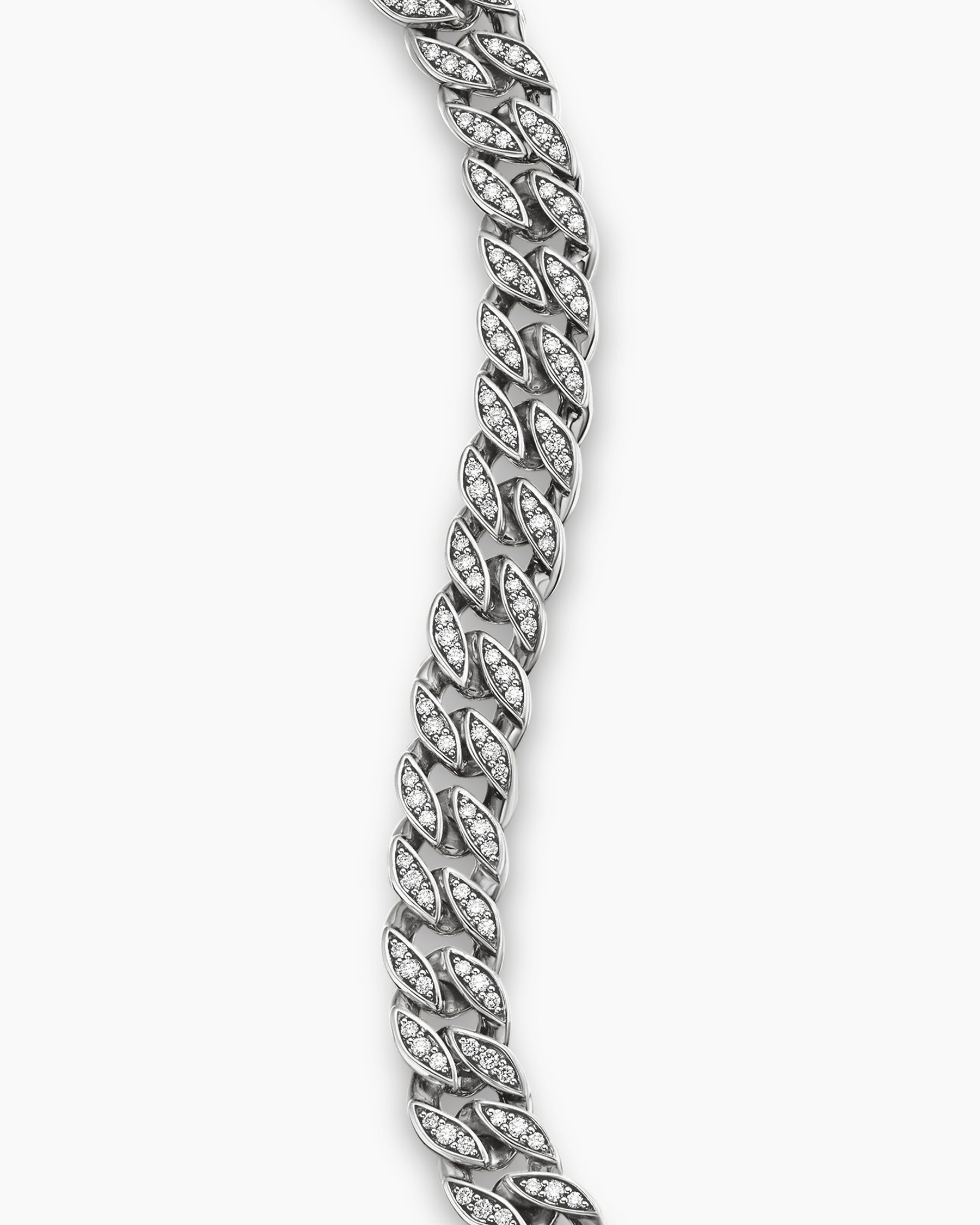 Curb Chain Bracelet in Sterling Silver with Diamonds, 8mm - Image 5