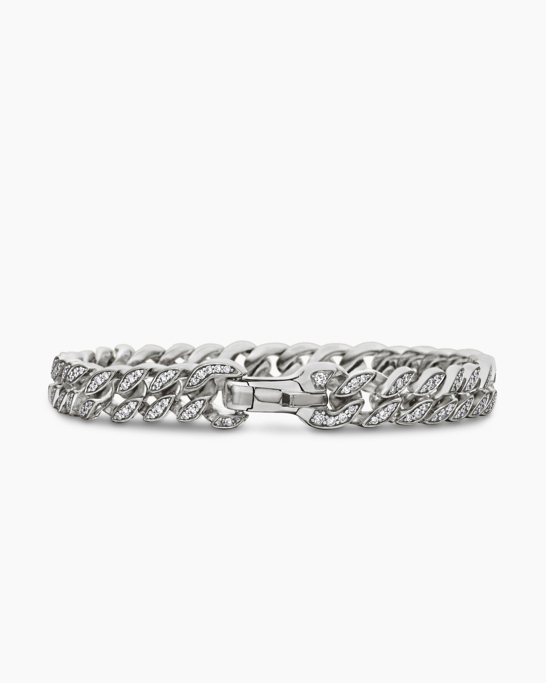 Curb Chain Bracelet in Sterling Silver with Diamonds, 8mm - Image 6