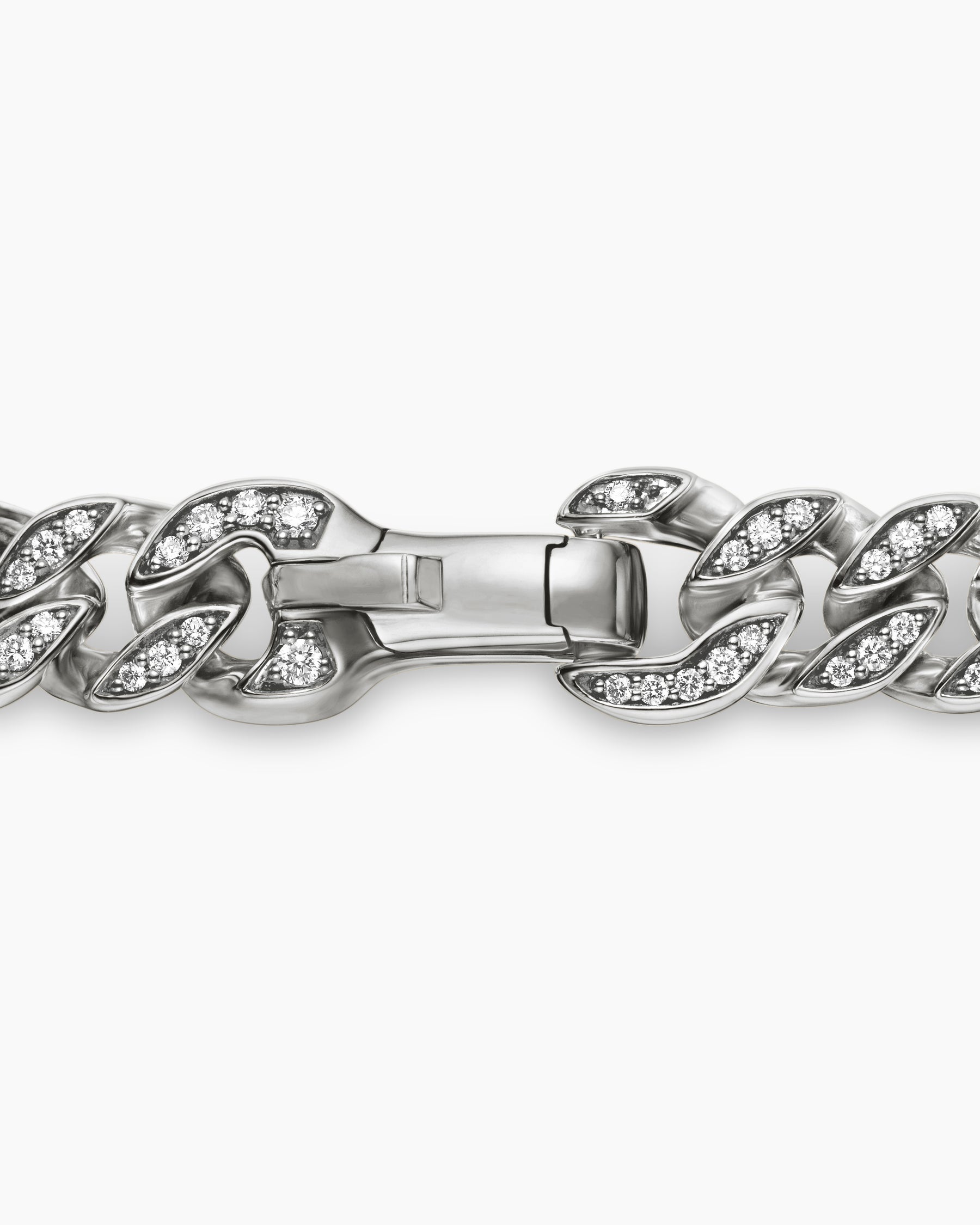 Curb Chain Bracelet in Sterling Silver with Diamonds, 8mm - Image 7
