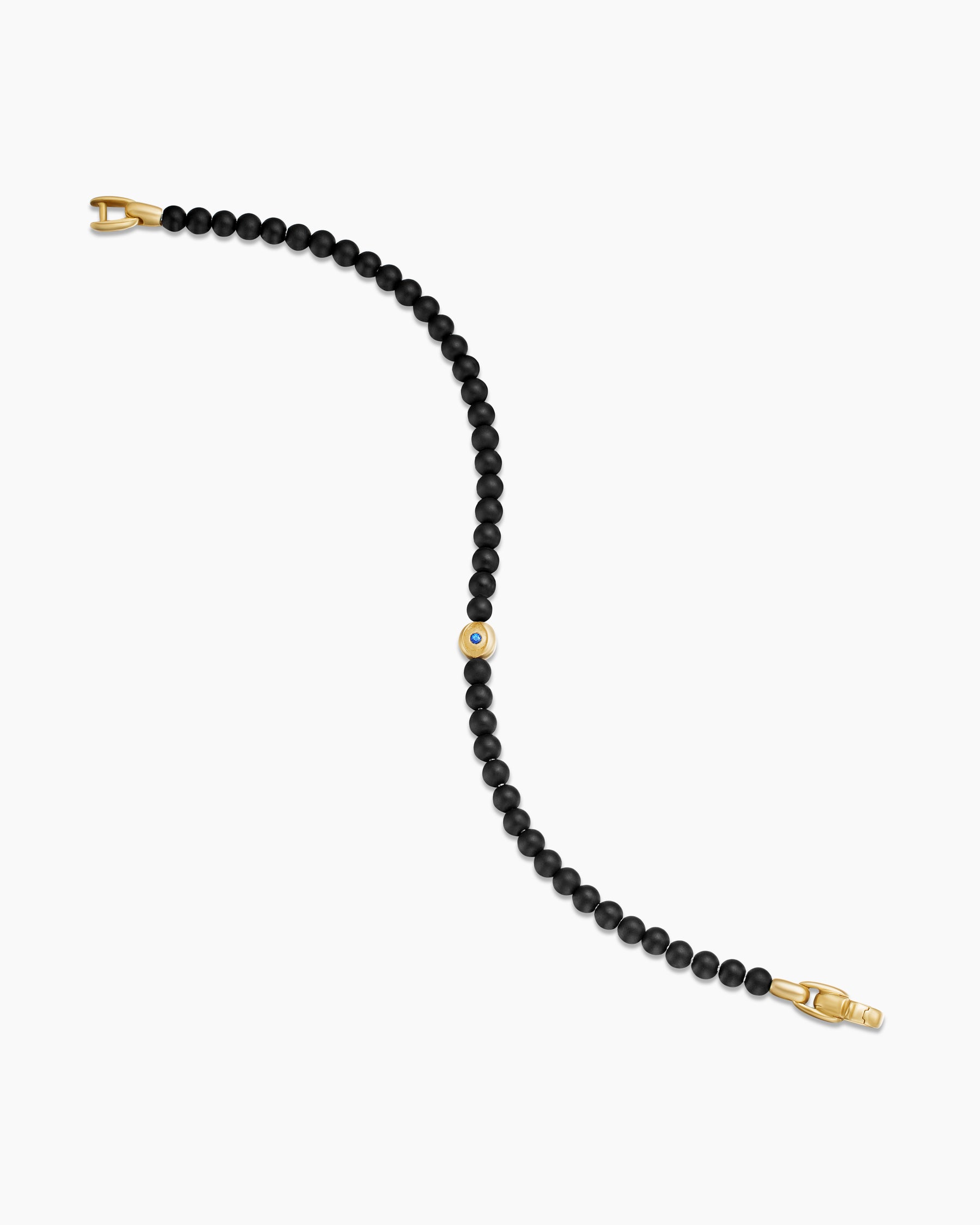 Spiritual Beads Evil Eye Bracelet with Black Onyx, Sapphire and 18K Yellow Gold, 4mm - Image 4